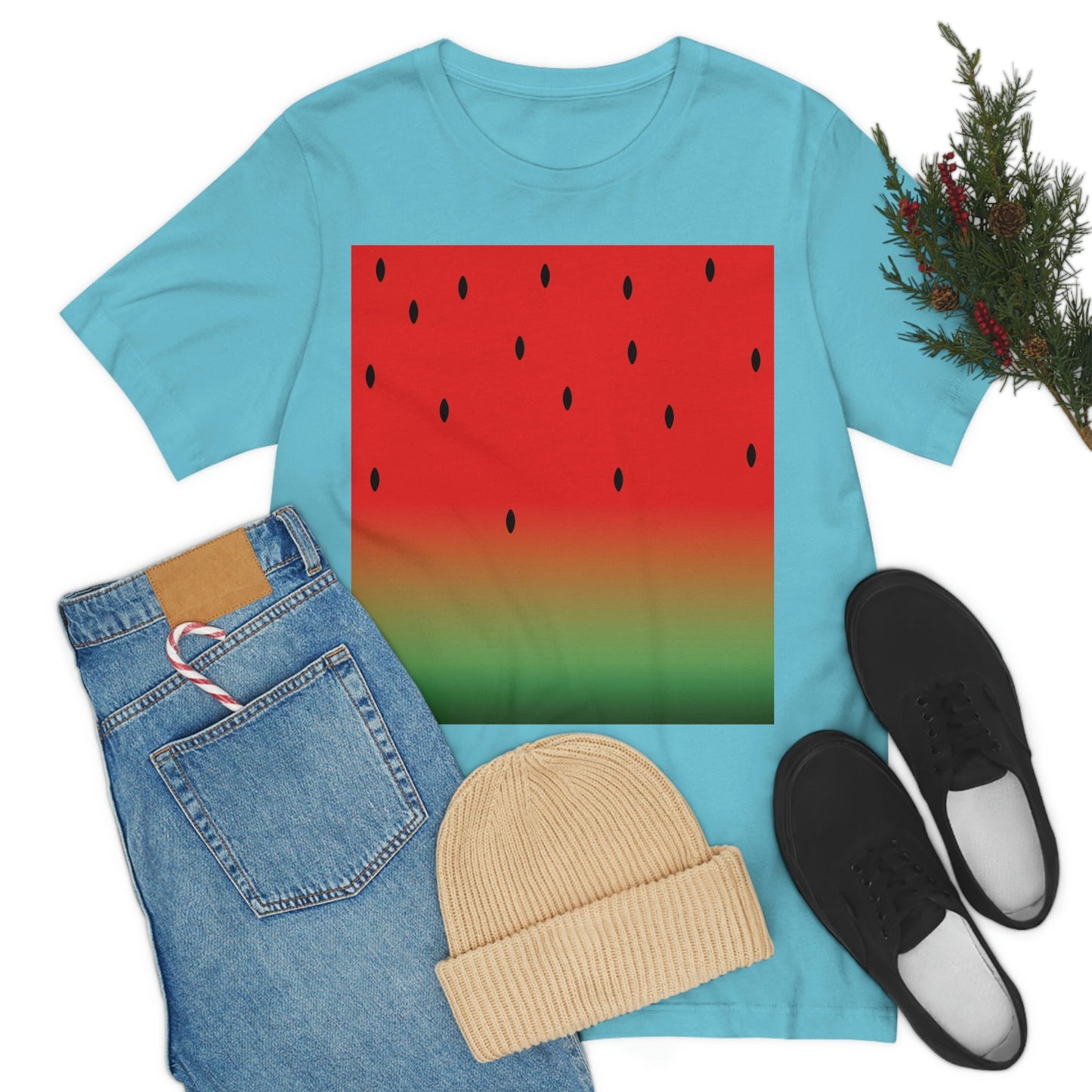 Watermelon Seeds Background Fruit Pattern Unisex Jersey Short Sleeve T-Shirt Ichaku [Perfect Gifts Selection]