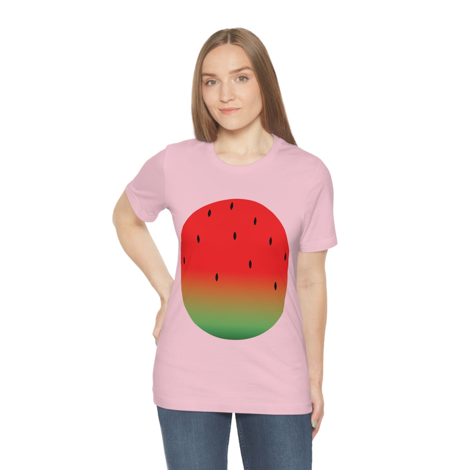 Watermelon Seeds Background Fruit Pattern Unisex Jersey Short Sleeve T-Shirt Ichaku [Perfect Gifts Selection]