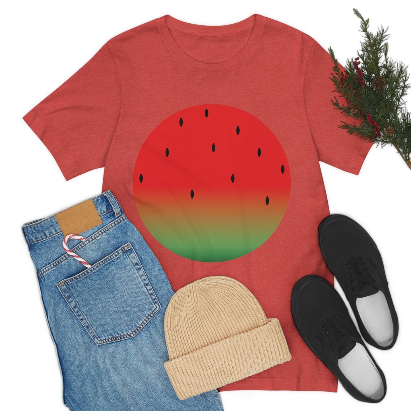 Watermelon Seeds Background Fruit Pattern Unisex Jersey Short Sleeve T-Shirt Ichaku [Perfect Gifts Selection]