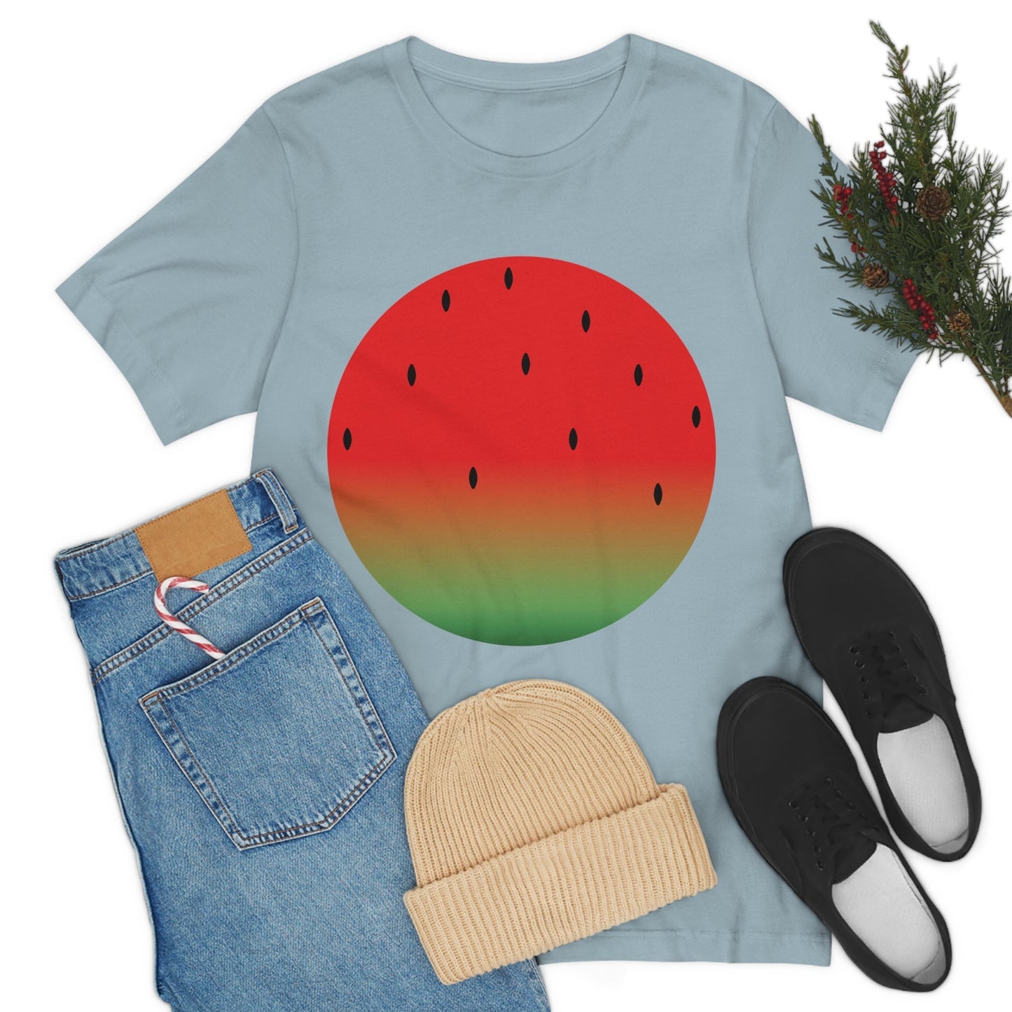 Watermelon Seeds Background Fruit Pattern Unisex Jersey Short Sleeve T-Shirt Ichaku [Perfect Gifts Selection]