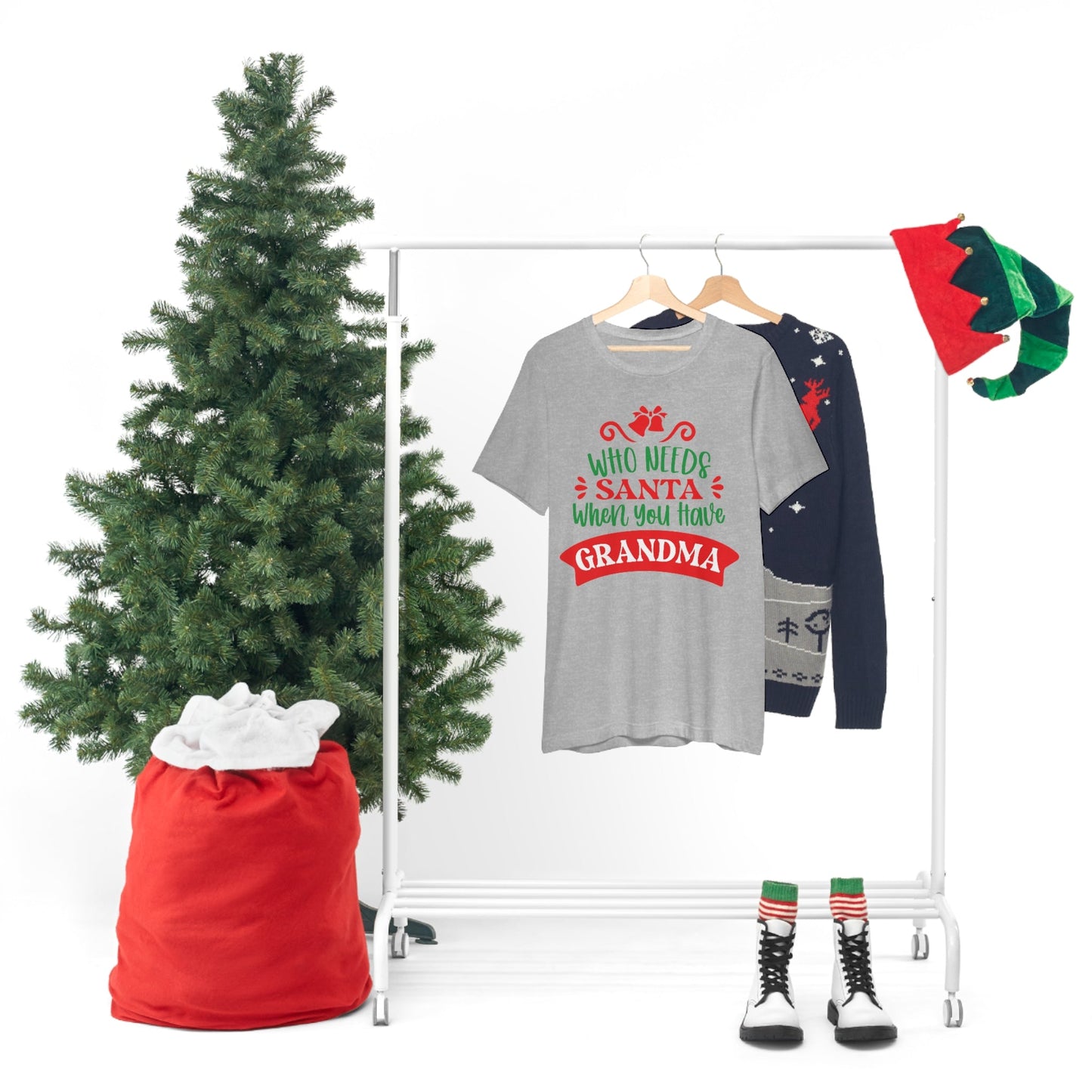 Who Needs Santa When You Have Grandma Funny Christmas Unisex Jersey Short Sleeve T-Shirt Ichaku [Perfect Gifts Selection]