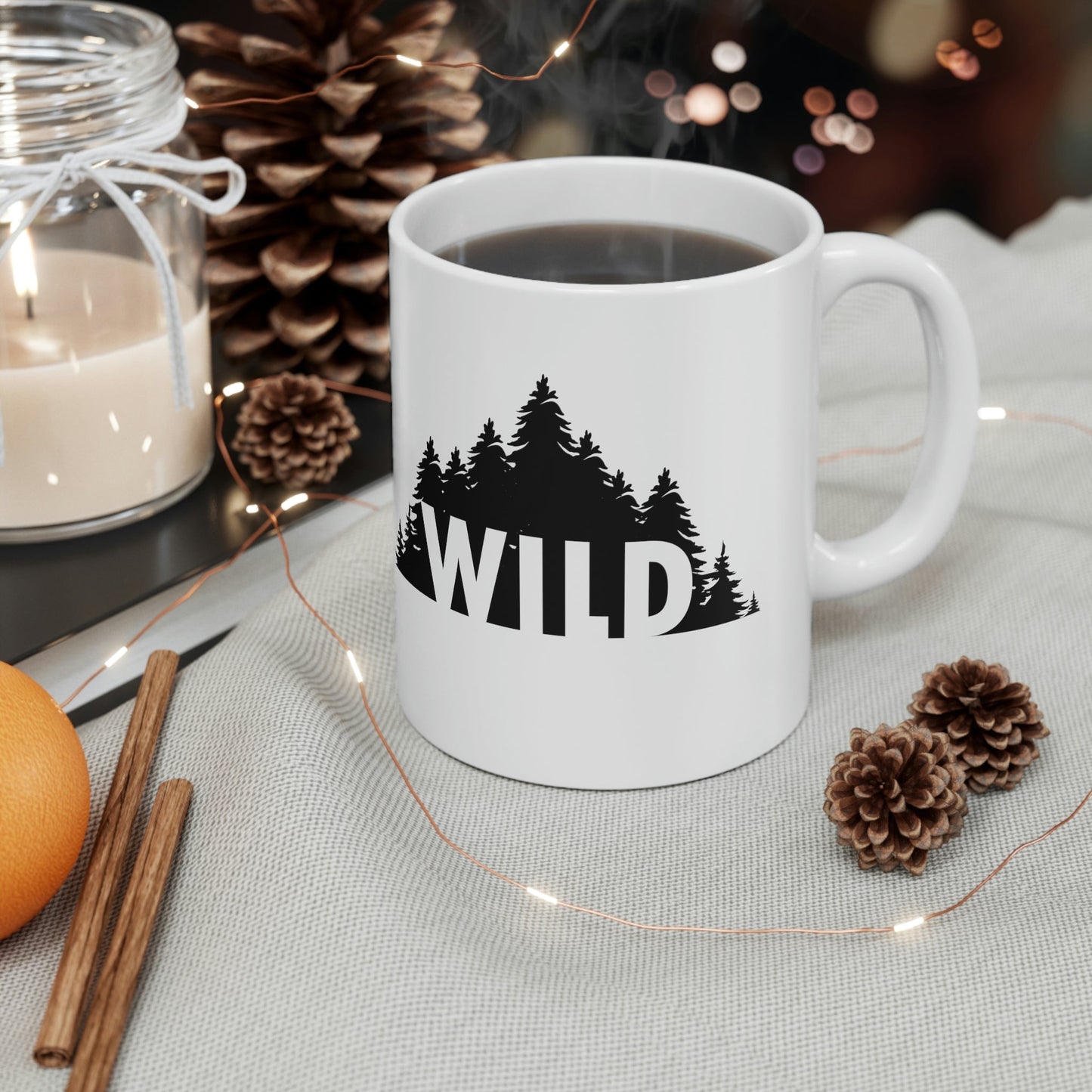 Wild Forest Silhouette Vacation Landscape Explore Ceramic Mug 11oz Ichaku [Perfect Gifts Selection]