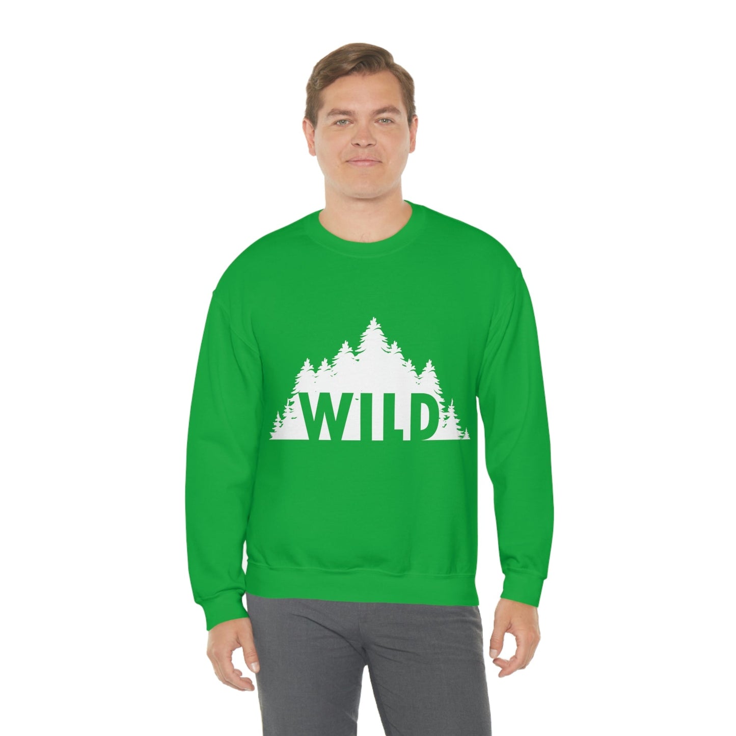 Wild Forest Silhouette Vacation Landscape Explore Unisex Heavy Blend™ Crewneck Sweatshirt Ichaku [Perfect Gifts Selection]