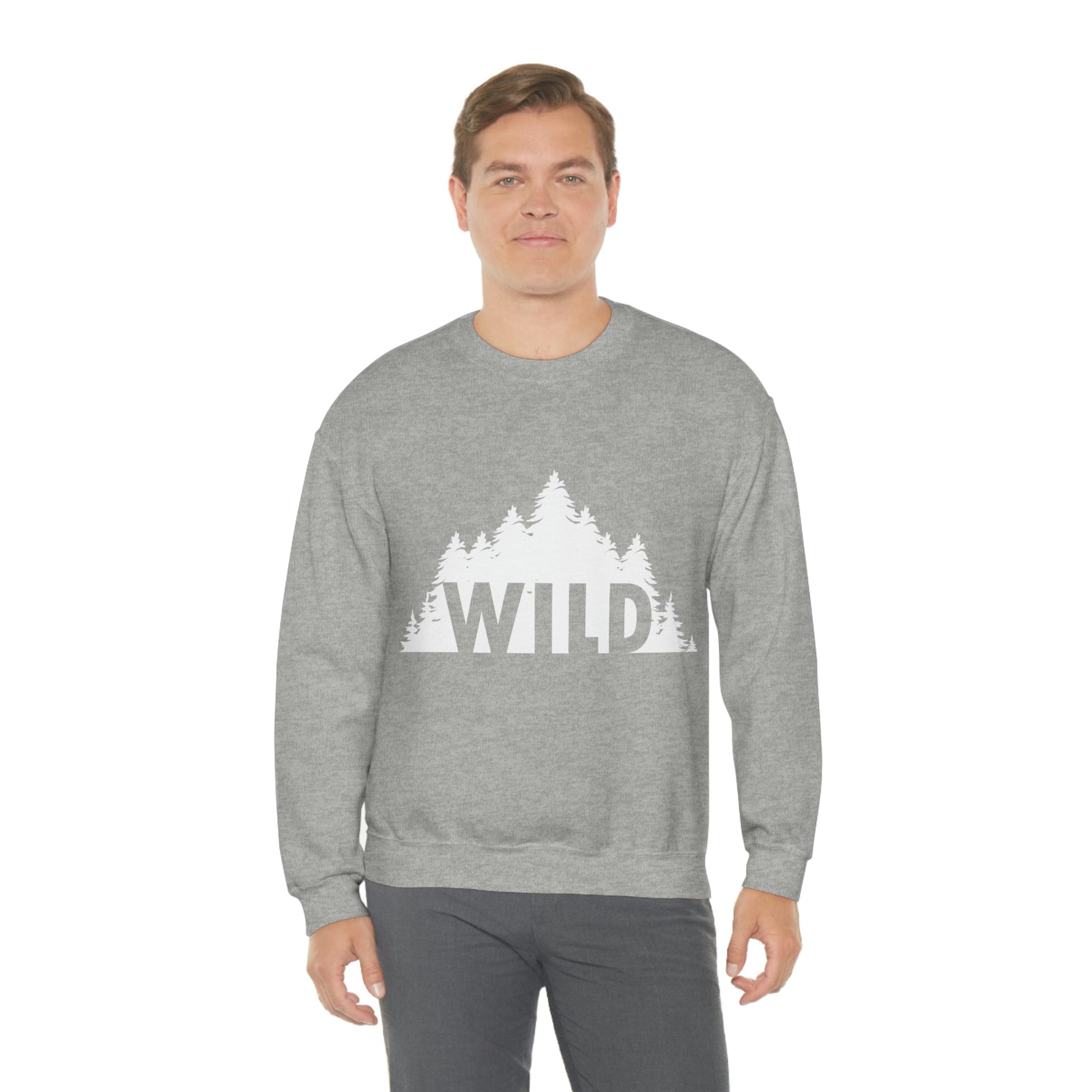 Wild Forest Silhouette Vacation Landscape Explore Unisex Heavy Blend™ Crewneck Sweatshirt Ichaku [Perfect Gifts Selection]