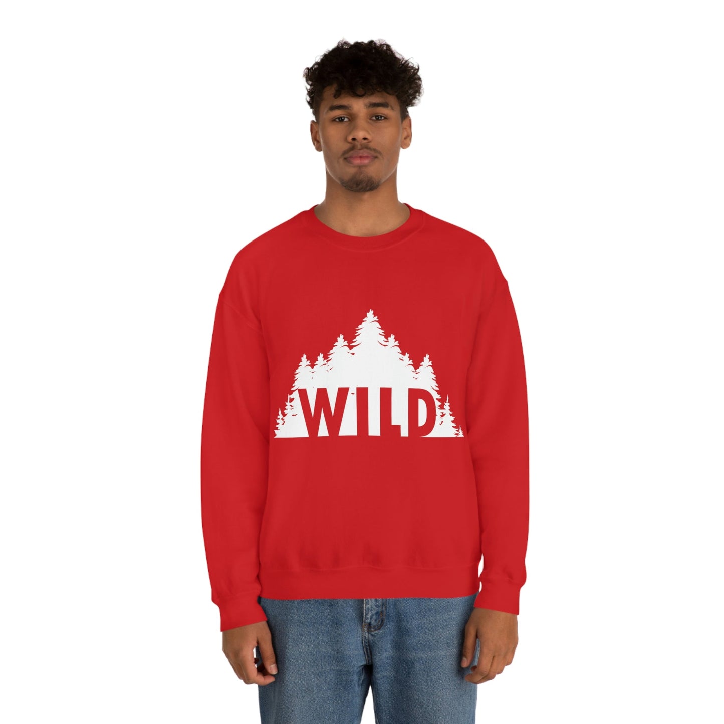 Wild Forest Silhouette Vacation Landscape Explore Unisex Heavy Blend™ Crewneck Sweatshirt Ichaku [Perfect Gifts Selection]