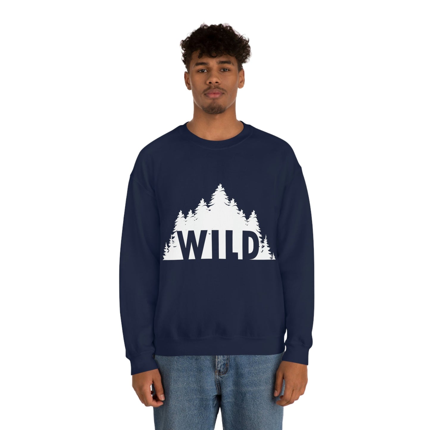 Wild Forest Silhouette Vacation Landscape Explore Unisex Heavy Blend™ Crewneck Sweatshirt Ichaku [Perfect Gifts Selection]