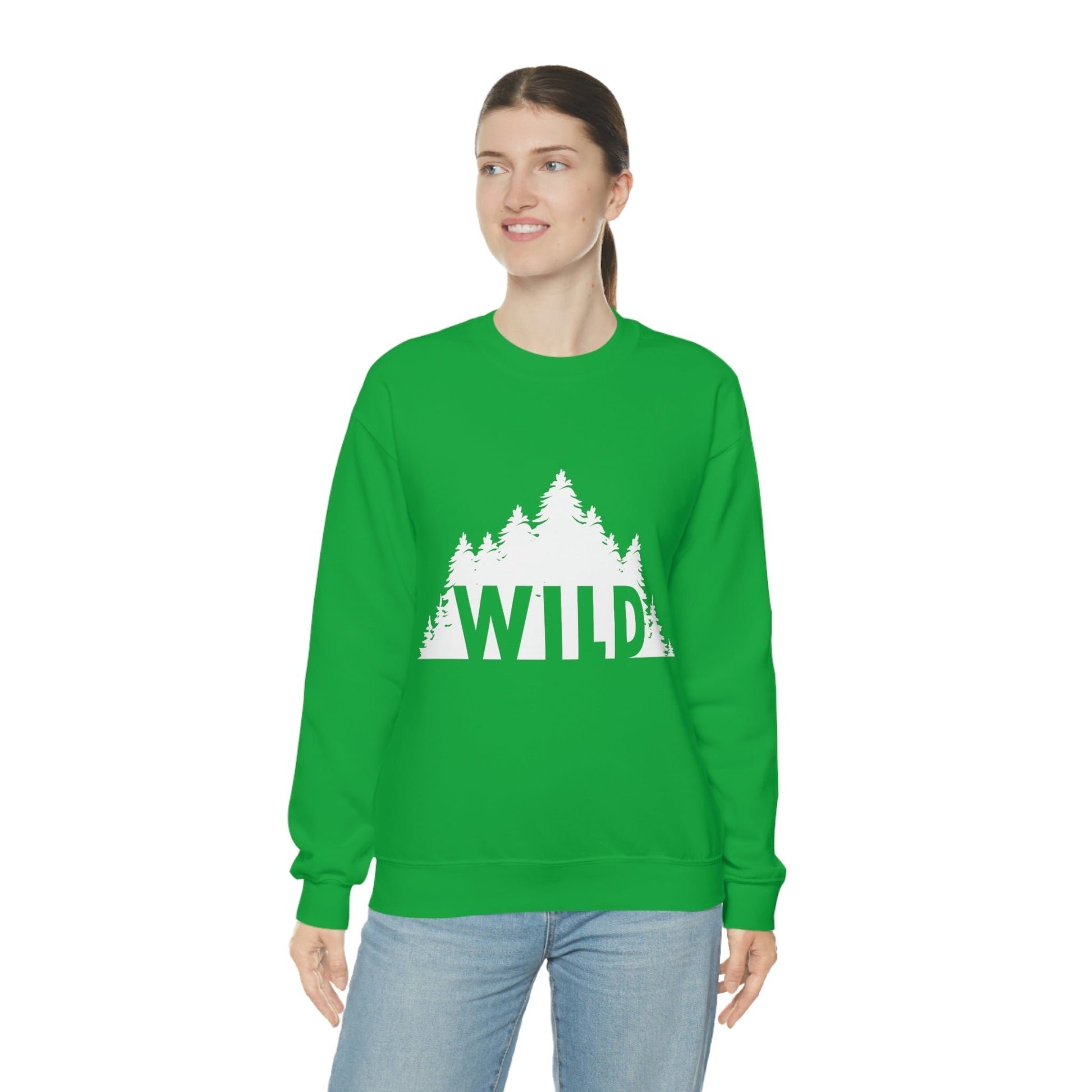 Wild Forest Silhouette Vacation Landscape Explore Unisex Heavy Blend™ Crewneck Sweatshirt Ichaku [Perfect Gifts Selection]