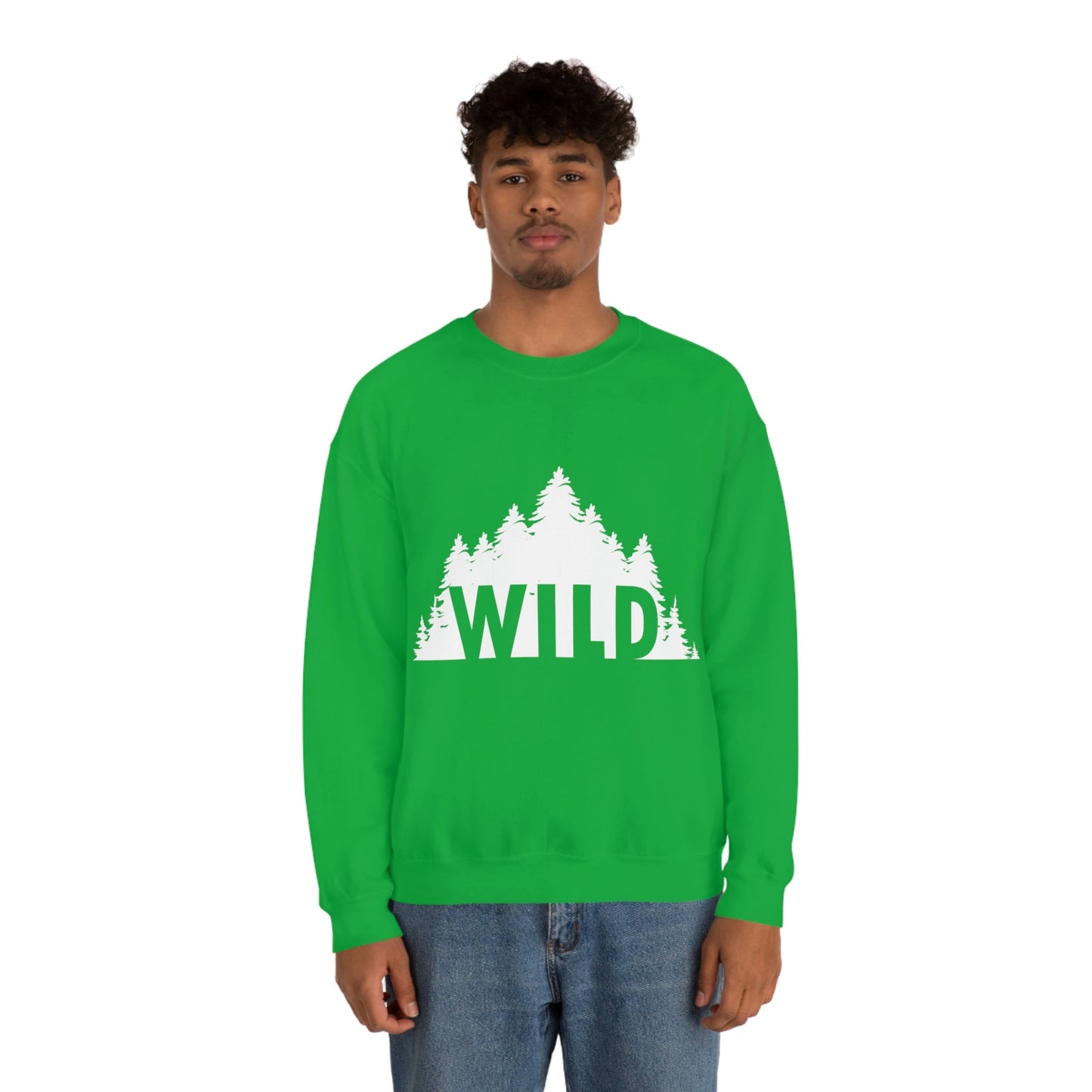 Wild Forest Silhouette Vacation Landscape Explore Unisex Heavy Blend™ Crewneck Sweatshirt Ichaku [Perfect Gifts Selection]