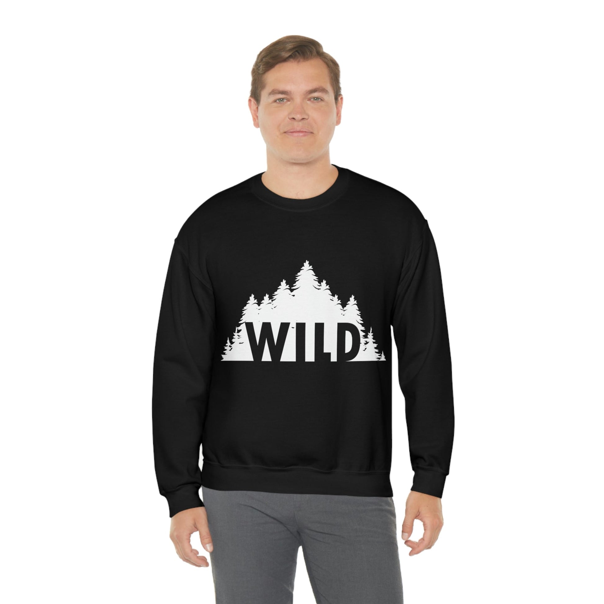 Wild Forest Silhouette Vacation Landscape Explore Unisex Heavy Blend™ Crewneck Sweatshirt Ichaku [Perfect Gifts Selection]