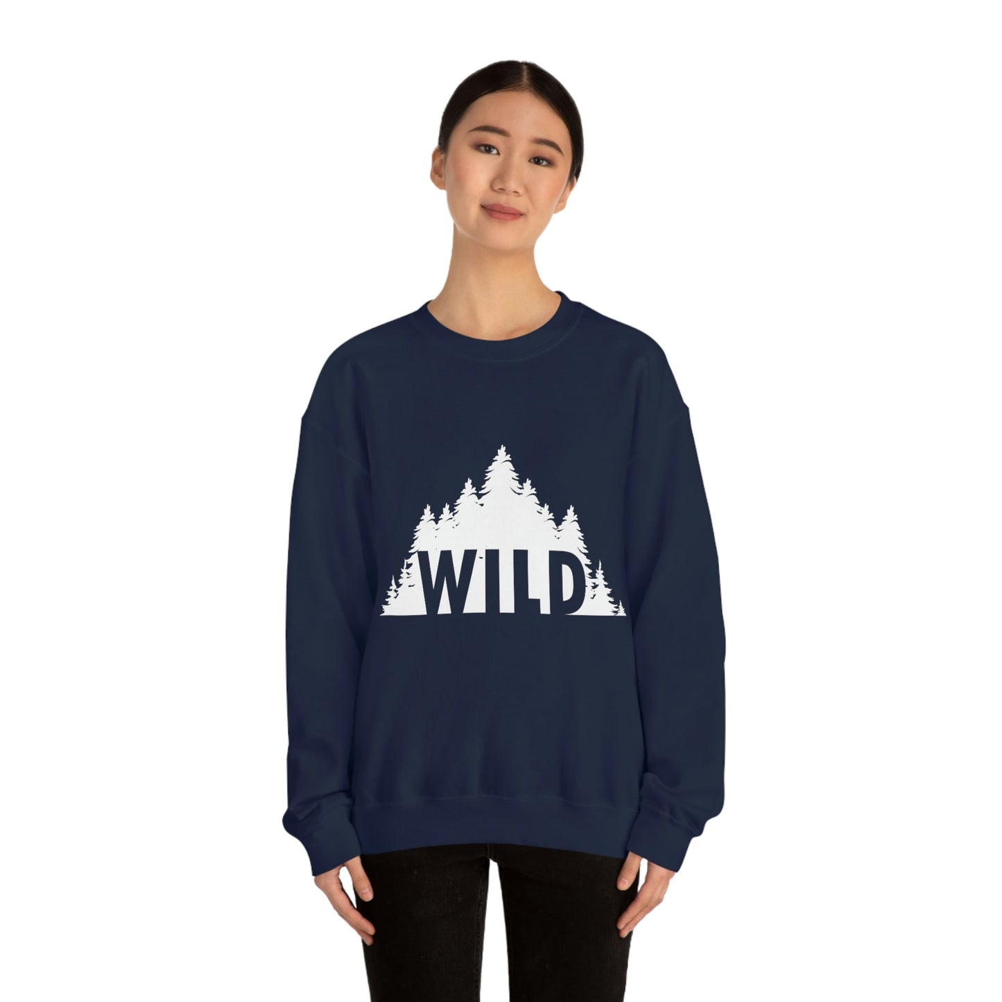 Wild Forest Silhouette Vacation Landscape Explore Unisex Heavy Blend™ Crewneck Sweatshirt Ichaku [Perfect Gifts Selection]