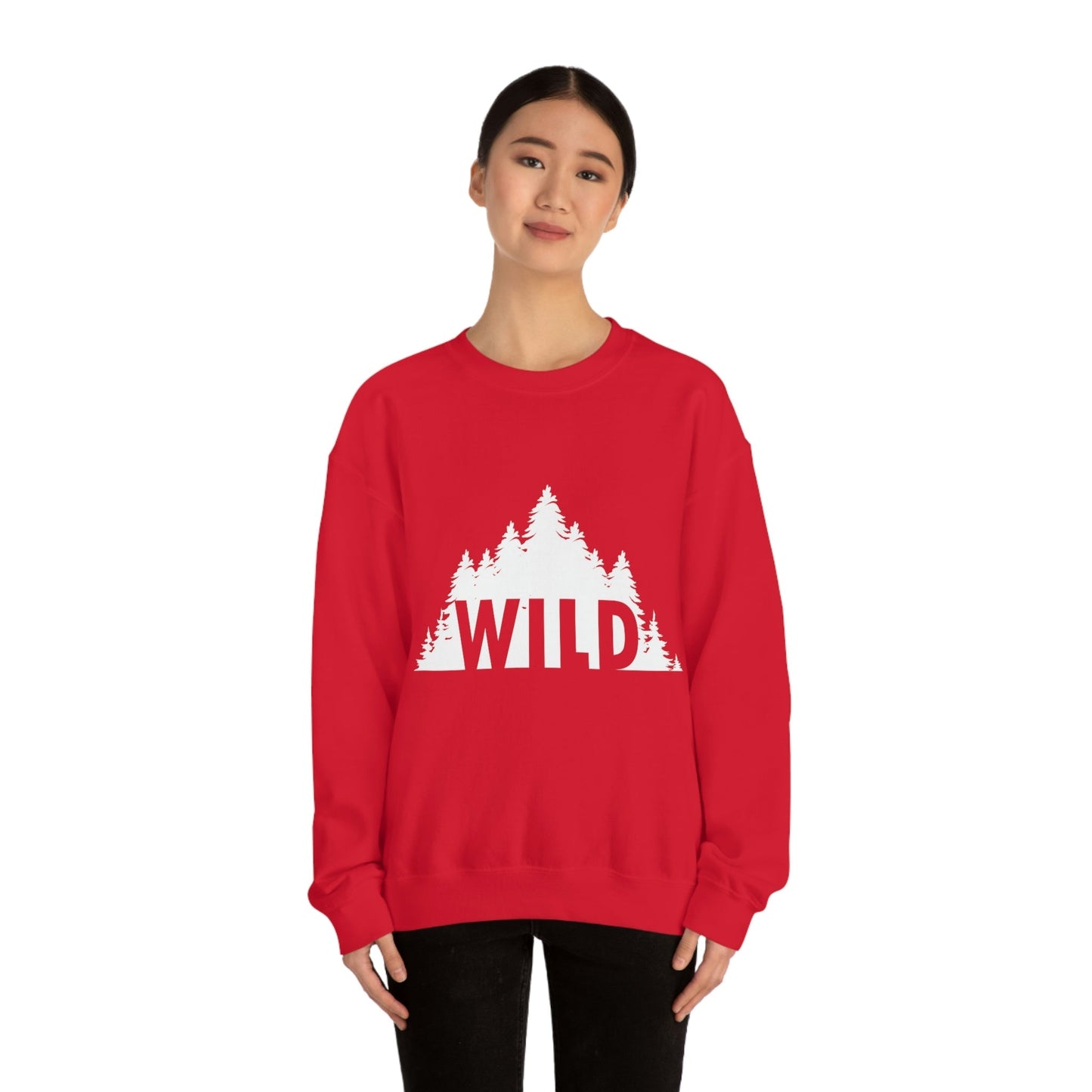 Wild Forest Silhouette Vacation Landscape Explore Unisex Heavy Blend™ Crewneck Sweatshirt Ichaku [Perfect Gifts Selection]