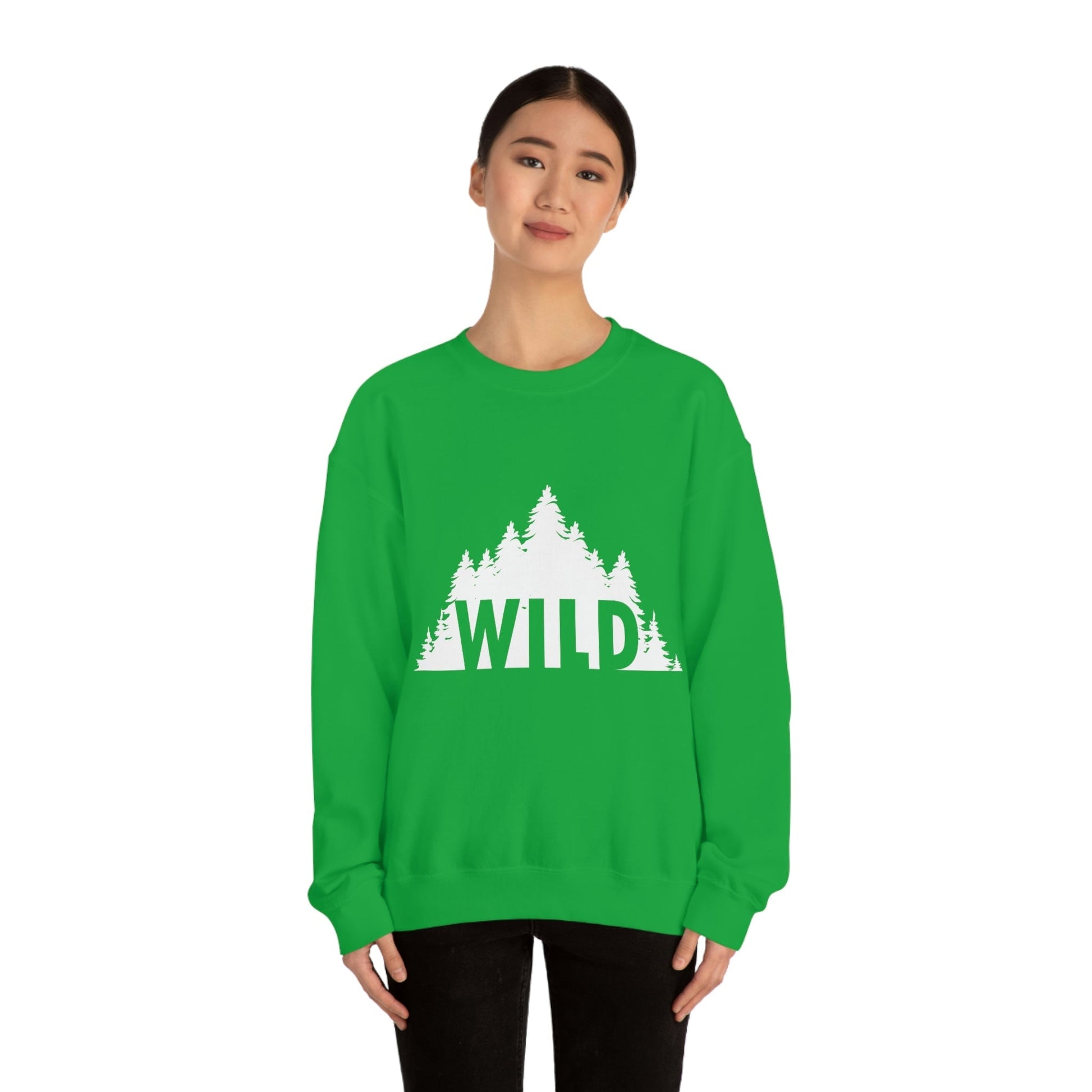 Wild Forest Silhouette Vacation Landscape Explore Unisex Heavy Blend™ Crewneck Sweatshirt Ichaku [Perfect Gifts Selection]