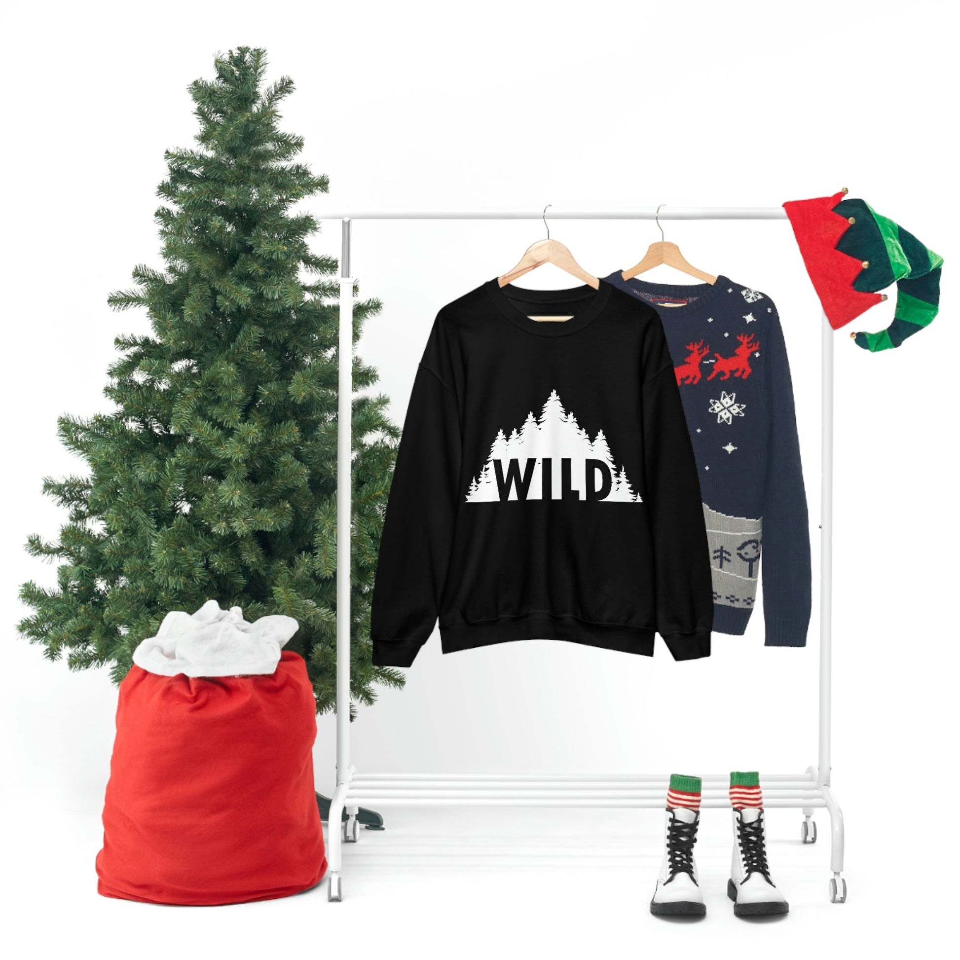 Wild Forest Silhouette Vacation Landscape Explore Unisex Heavy Blend™ Crewneck Sweatshirt Ichaku [Perfect Gifts Selection]