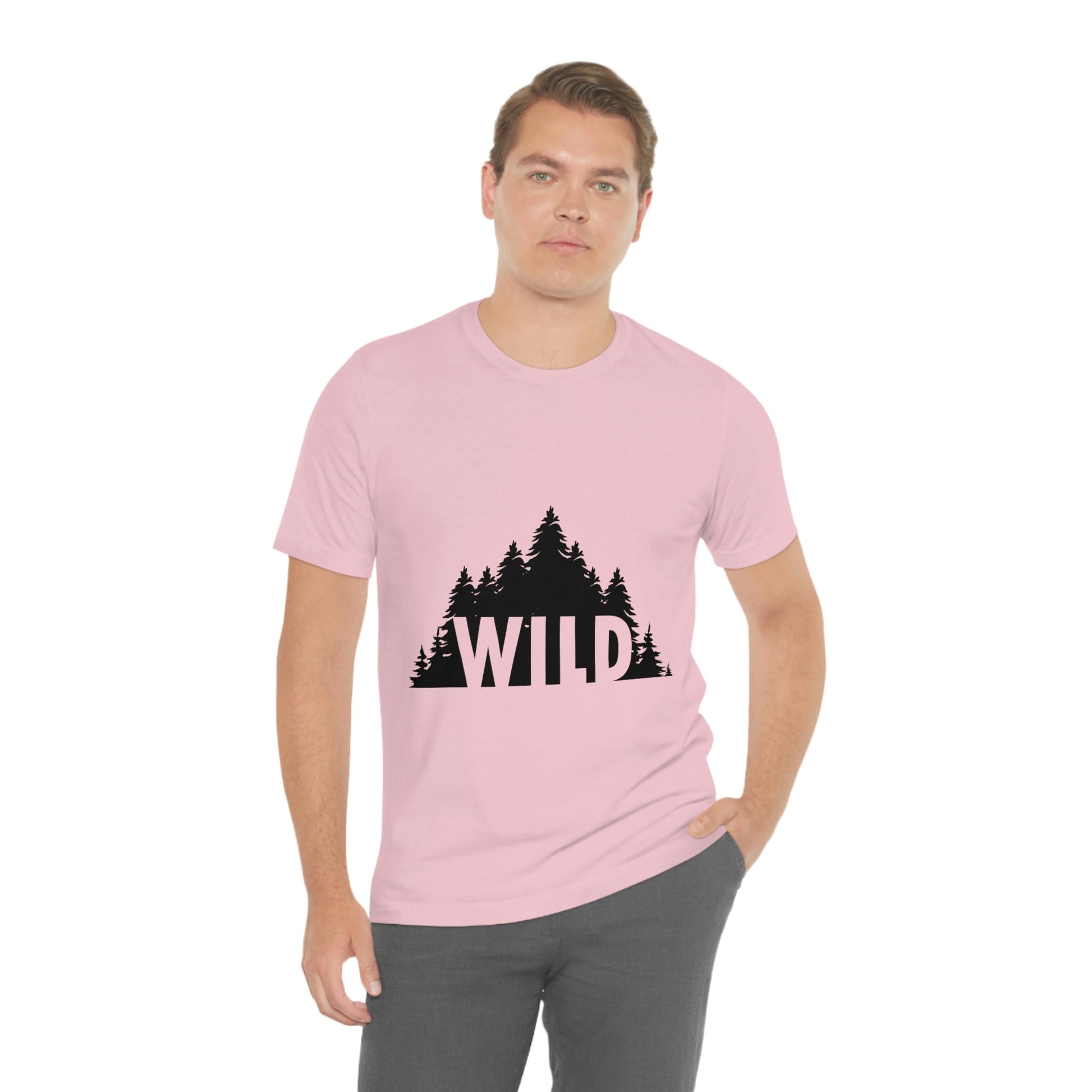 Wild Forest Silhouette Vacation Landscape Explore Unisex Jersey Short Sleeve T-Shirt Ichaku [Perfect Gifts Selection]