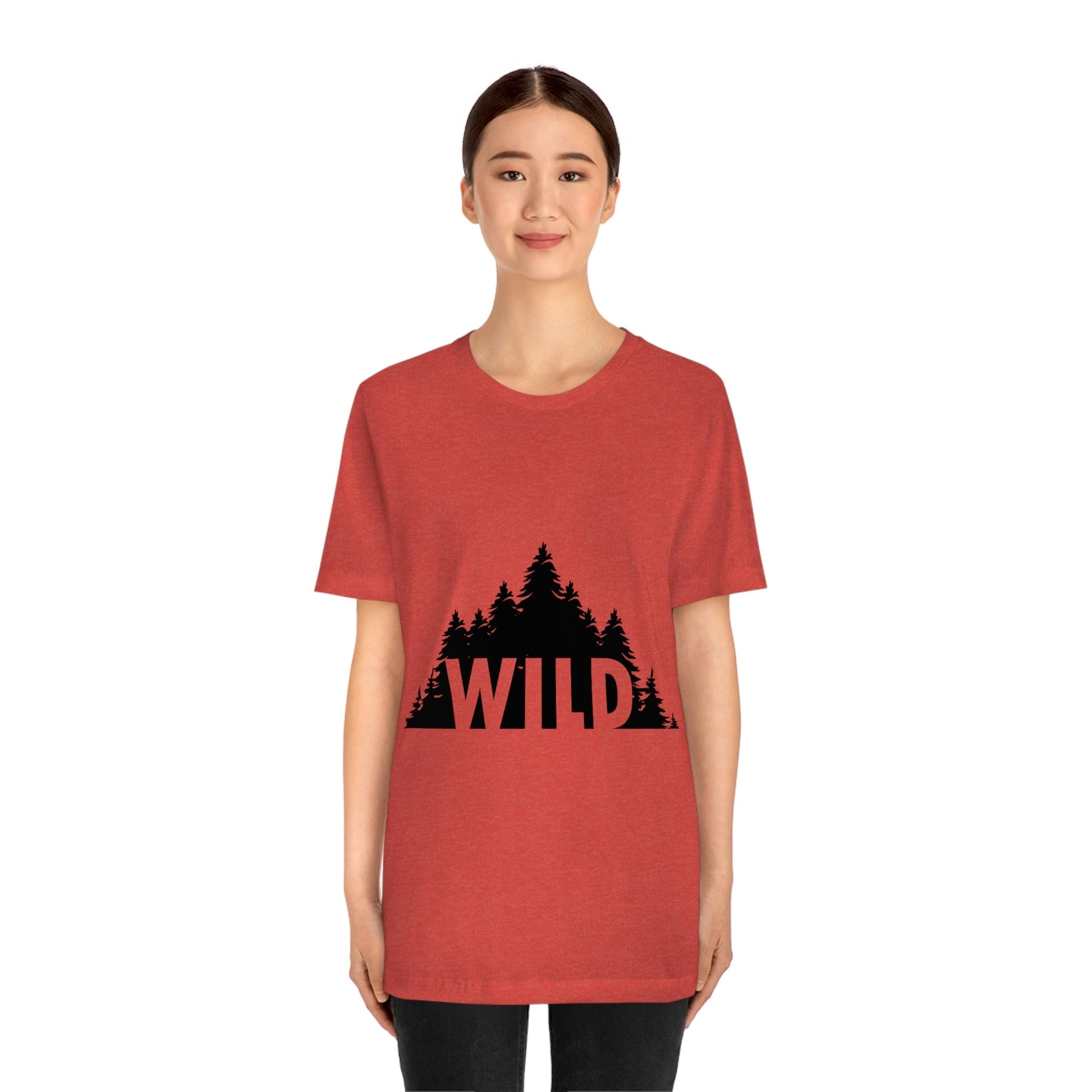 Wild Forest Silhouette Vacation Landscape Explore Unisex Jersey Short Sleeve T-Shirt Ichaku [Perfect Gifts Selection]