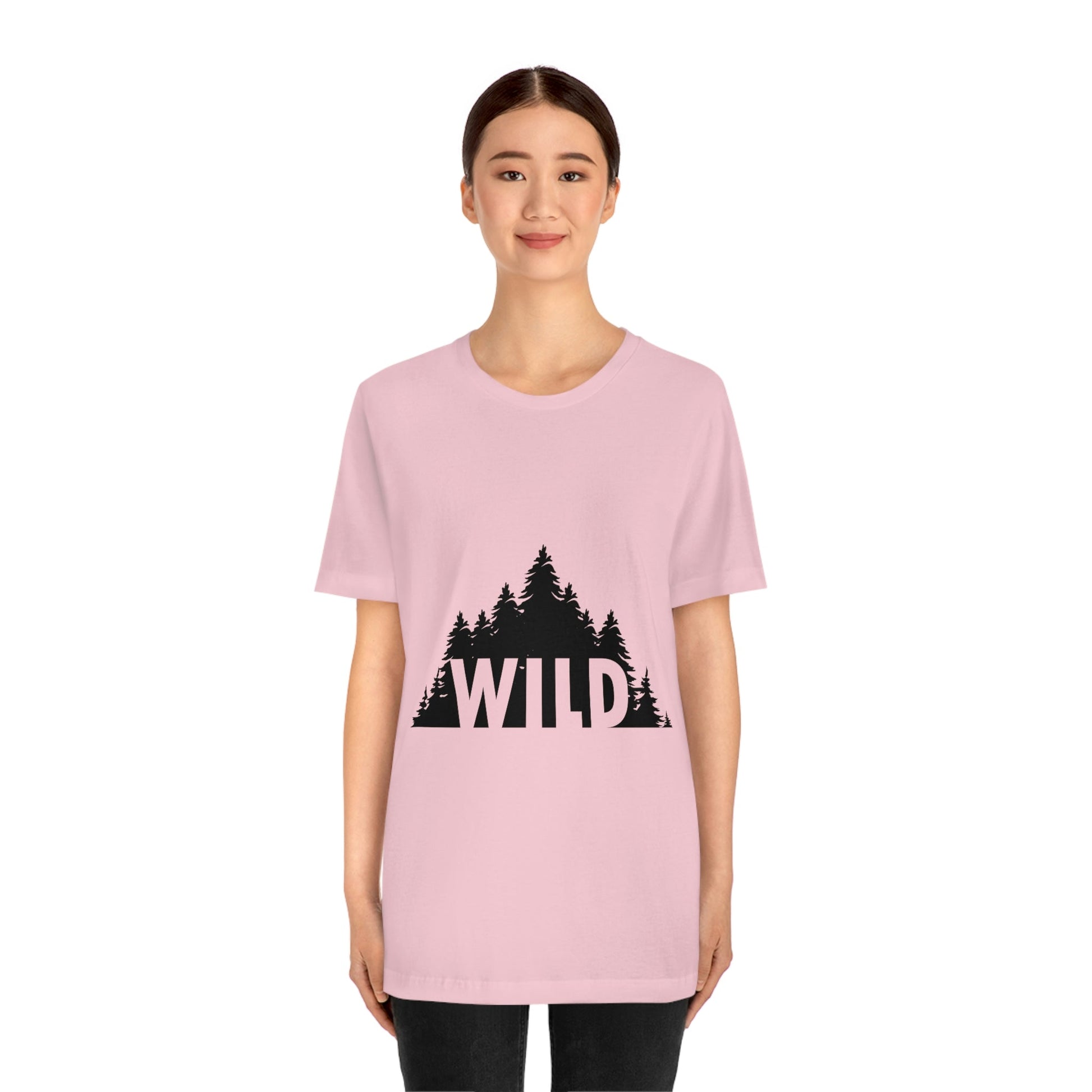 Wild Forest Silhouette Vacation Landscape Explore Unisex Jersey Short Sleeve T-Shirt Ichaku [Perfect Gifts Selection]