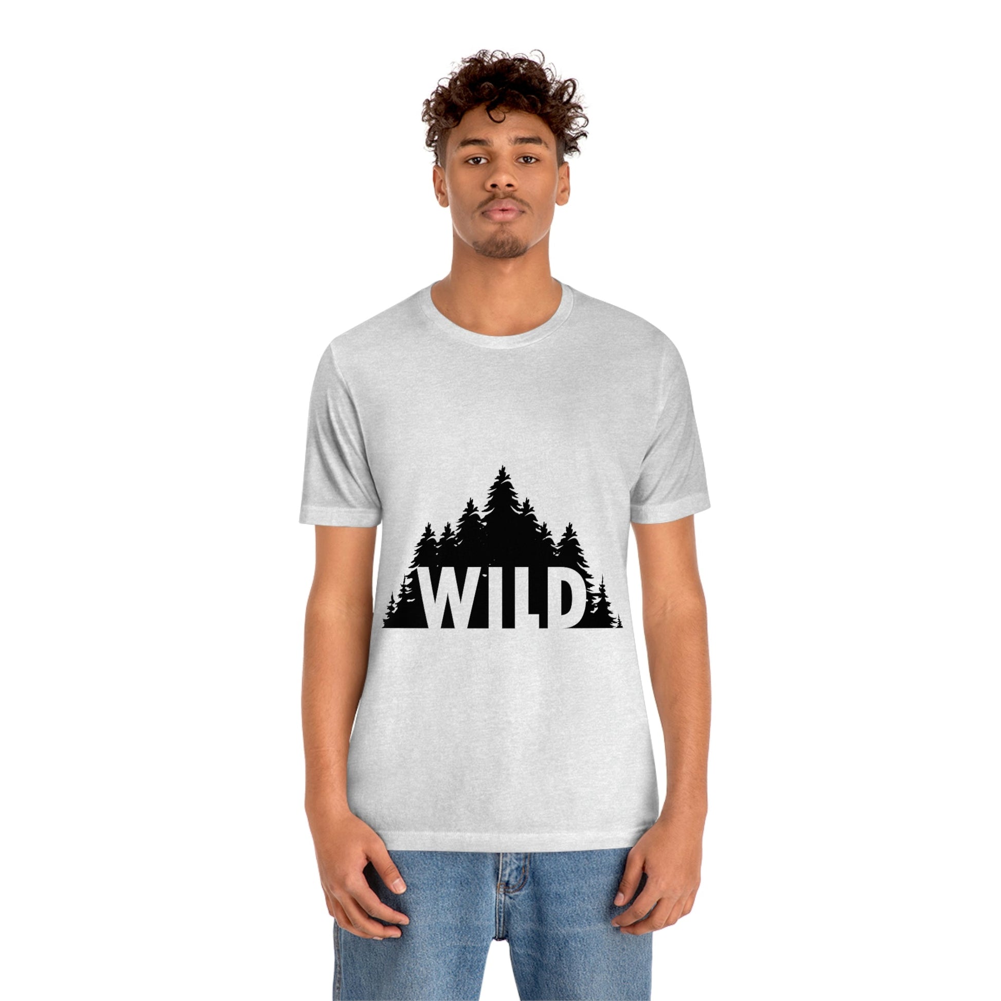 Wild Forest Silhouette Vacation Landscape Explore Unisex Jersey Short Sleeve T-Shirt Ichaku [Perfect Gifts Selection]