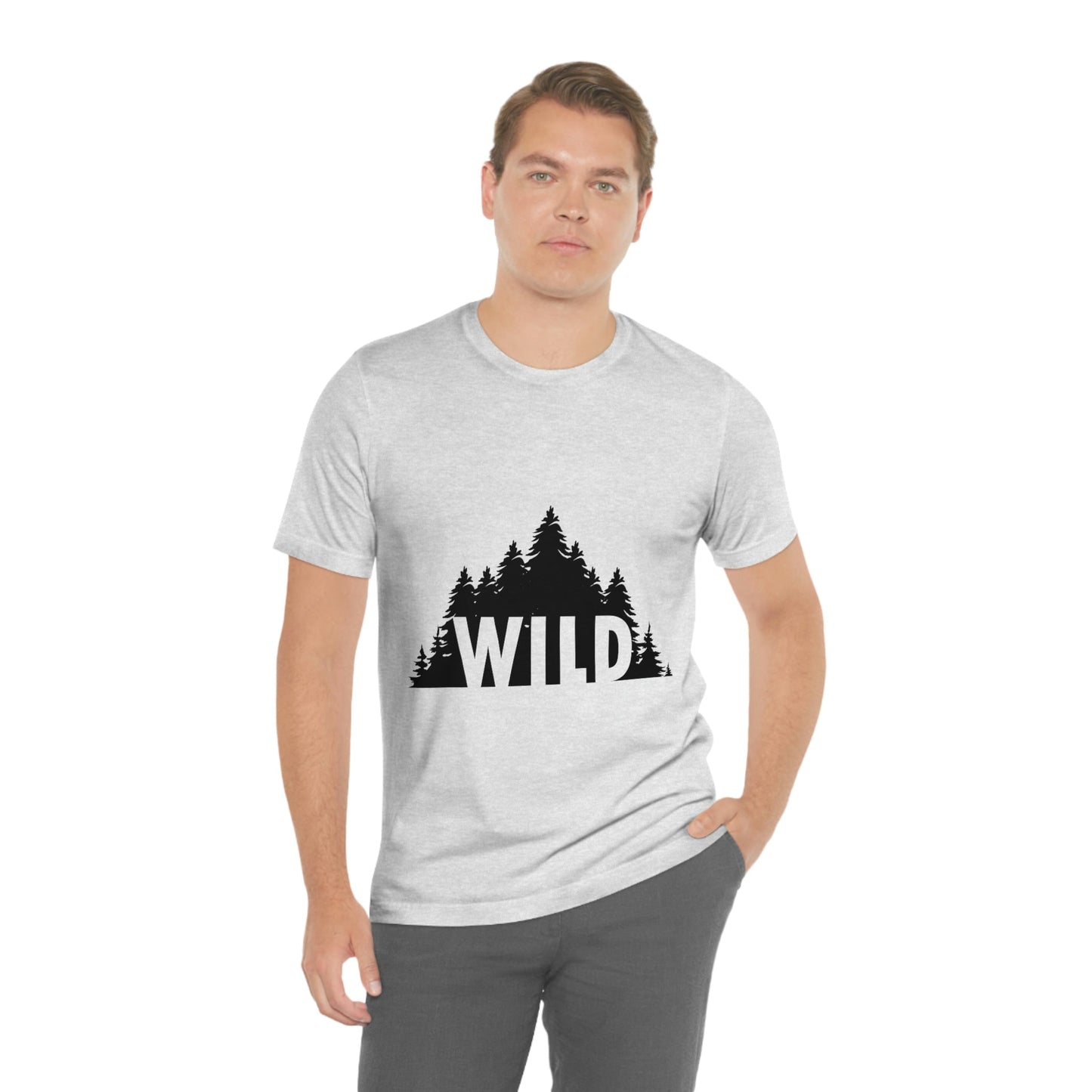 Wild Forest Silhouette Vacation Landscape Explore Unisex Jersey Short Sleeve T-Shirt Ichaku [Perfect Gifts Selection]