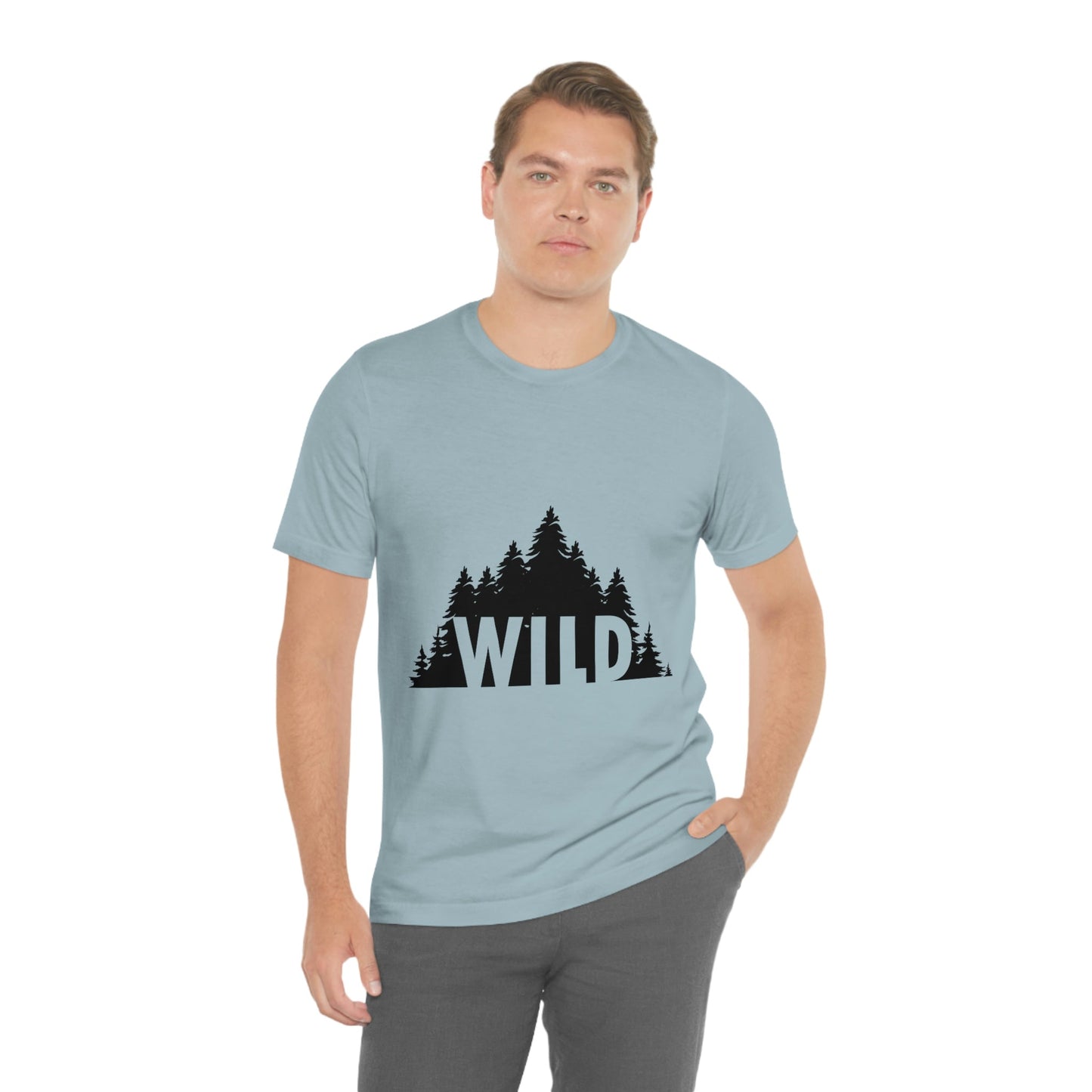 Wild Forest Silhouette Vacation Landscape Explore Unisex Jersey Short Sleeve T-Shirt Ichaku [Perfect Gifts Selection]