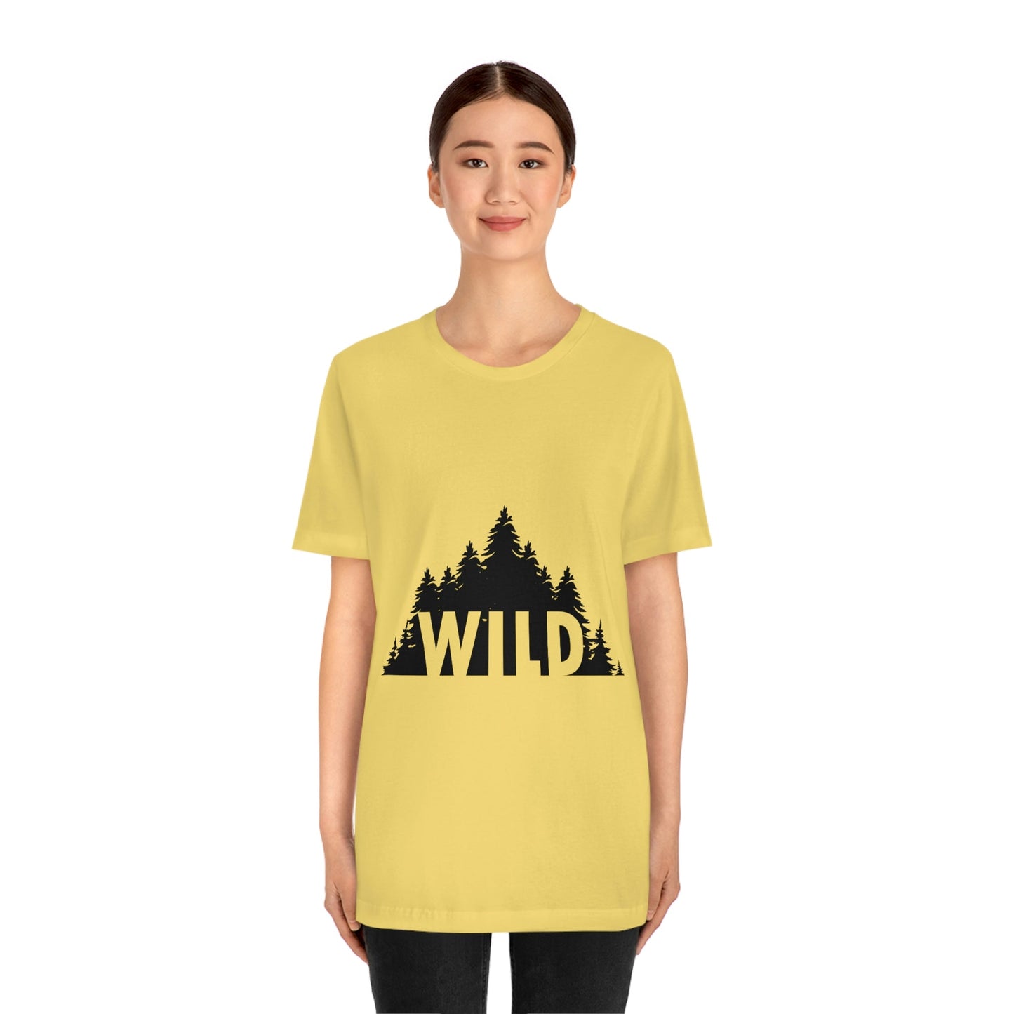 Wild Forest Silhouette Vacation Landscape Explore Unisex Jersey Short Sleeve T-Shirt Ichaku [Perfect Gifts Selection]