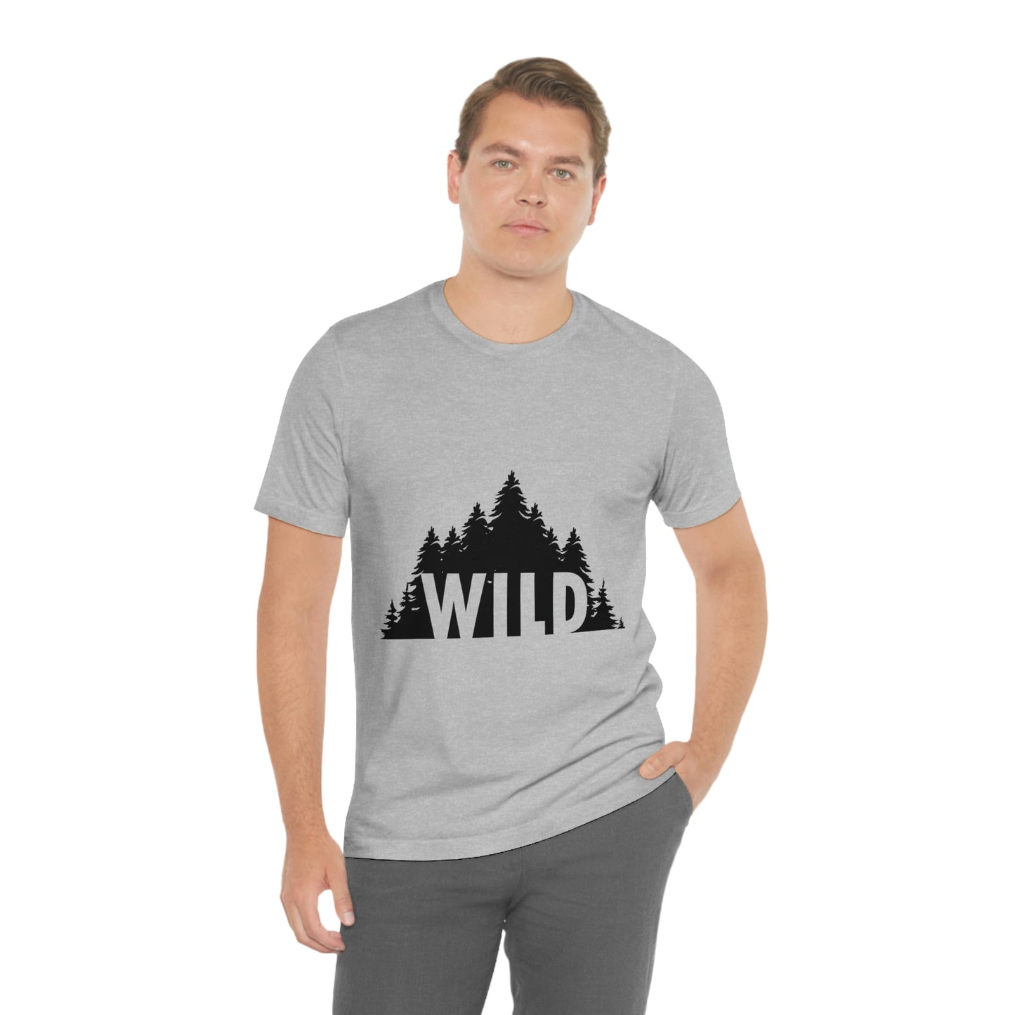 Wild Forest Silhouette Vacation Landscape Explore Unisex Jersey Short Sleeve T-Shirt Ichaku [Perfect Gifts Selection]