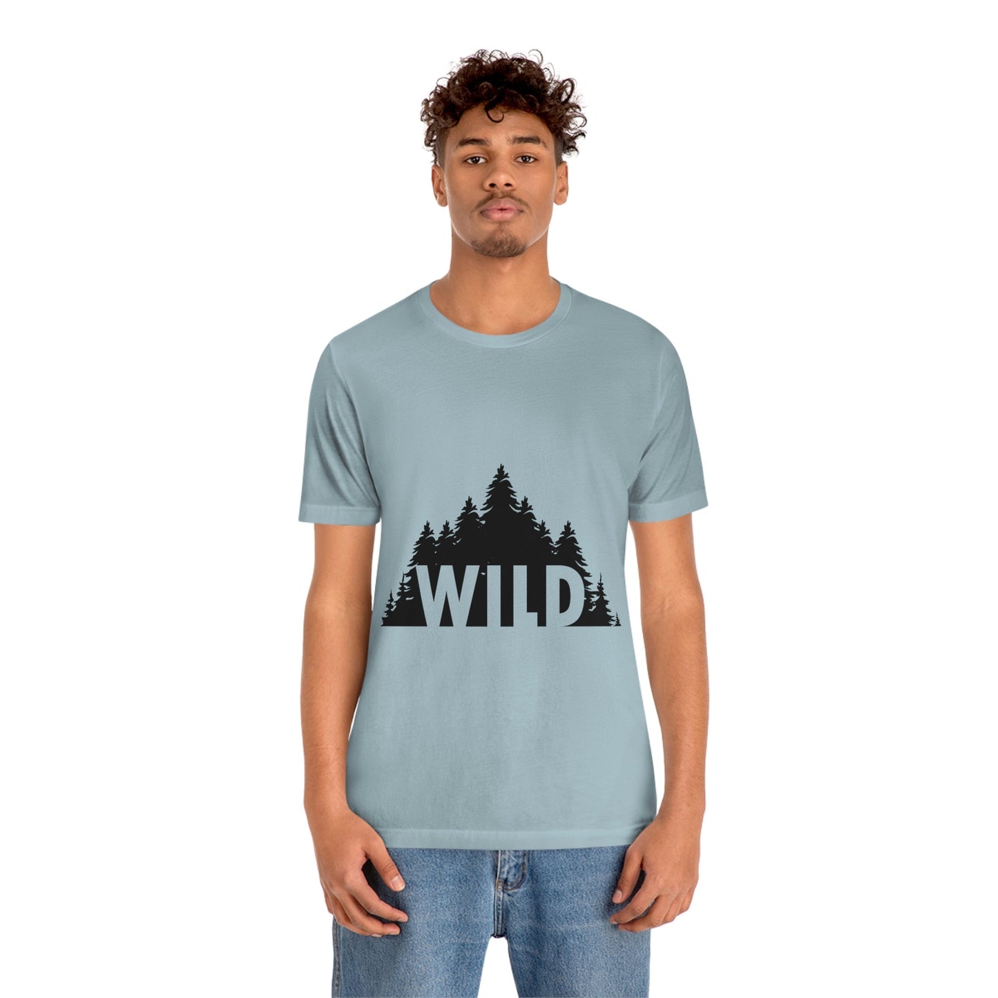 Wild Forest Silhouette Vacation Landscape Explore Unisex Jersey Short Sleeve T-Shirt Ichaku [Perfect Gifts Selection]