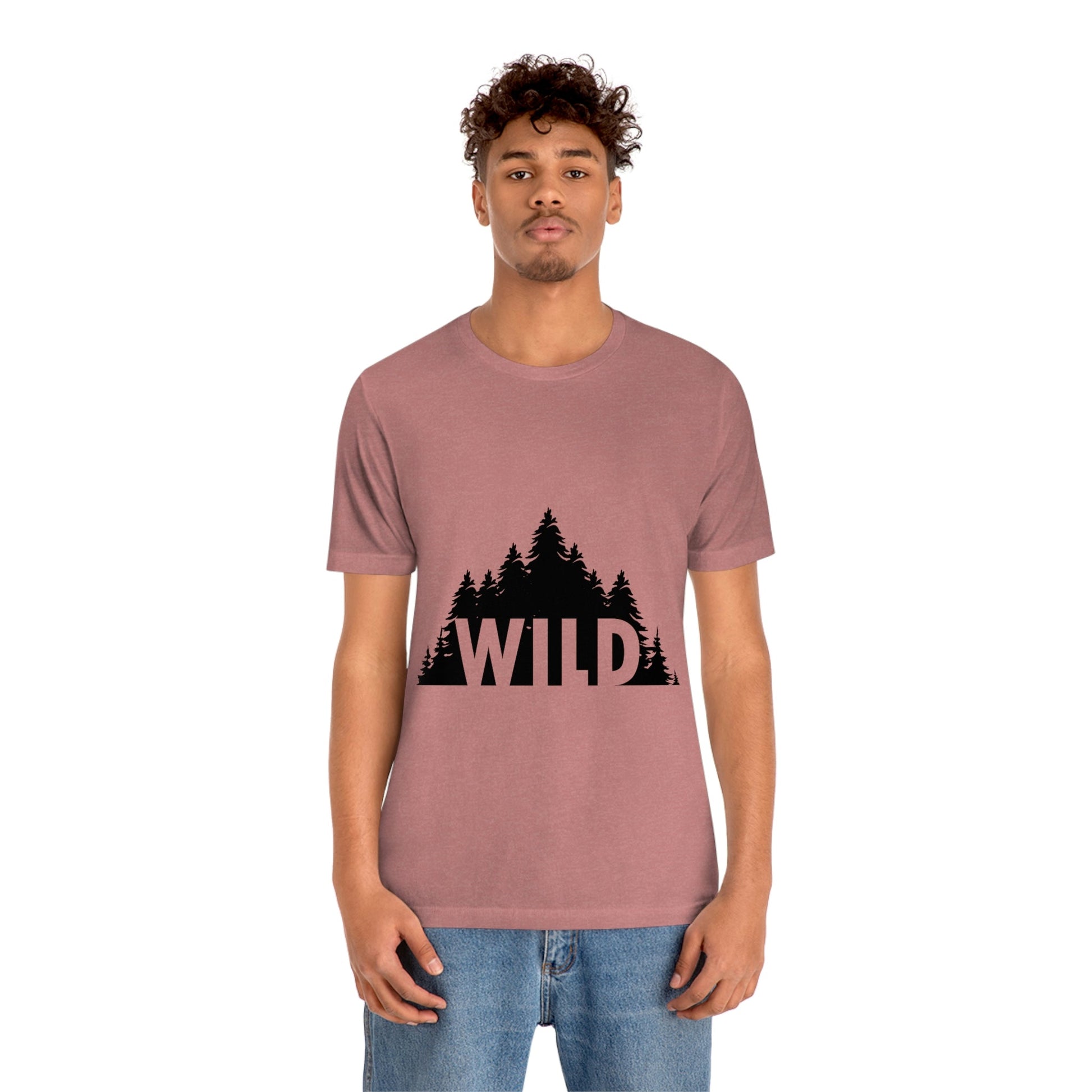 Wild Forest Silhouette Vacation Landscape Explore Unisex Jersey Short Sleeve T-Shirt Ichaku [Perfect Gifts Selection]