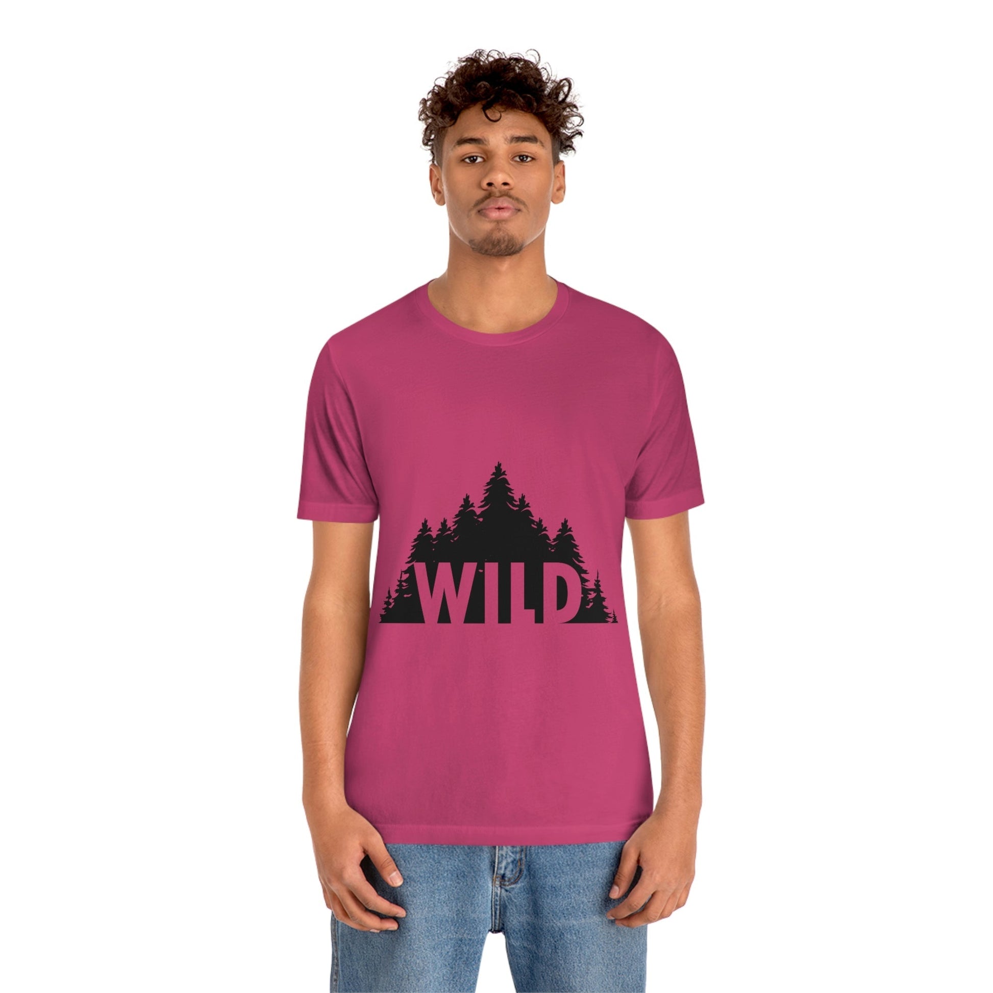 Wild Forest Silhouette Vacation Landscape Explore Unisex Jersey Short Sleeve T-Shirt Ichaku [Perfect Gifts Selection]