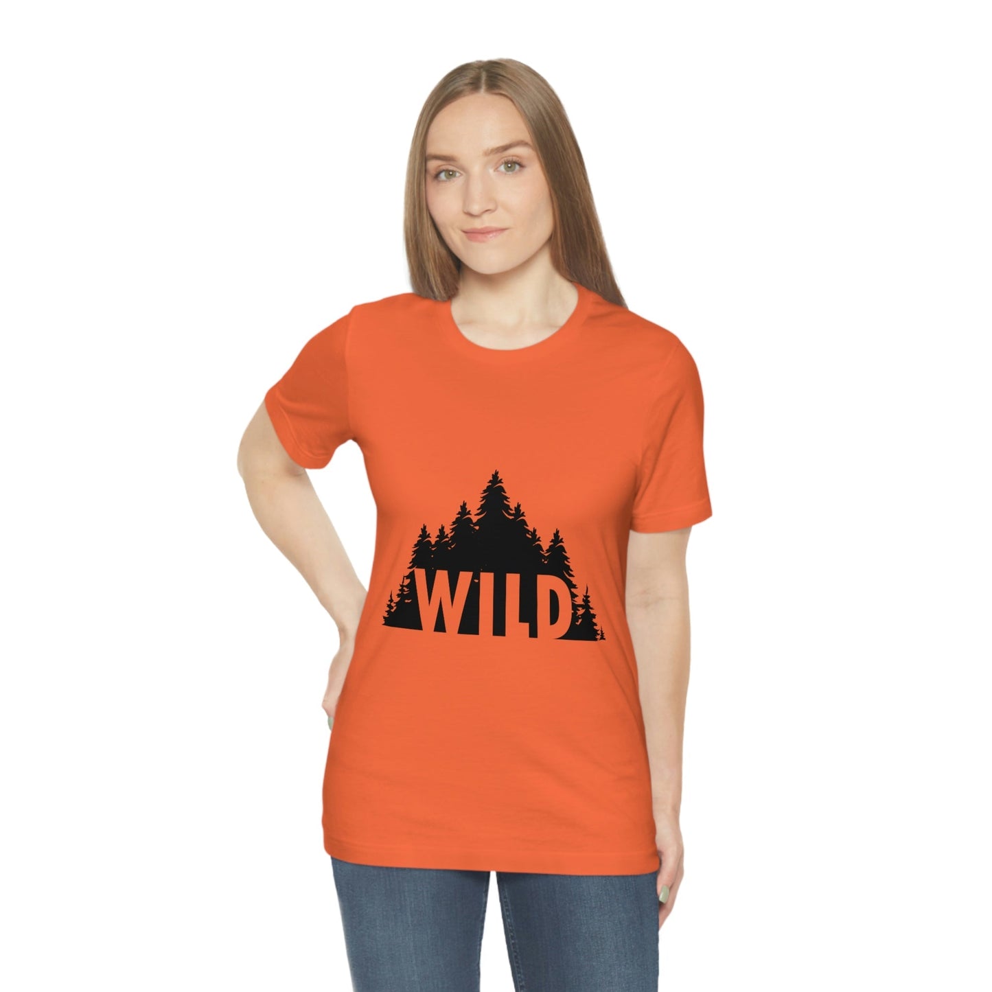 Wild Forest Silhouette Vacation Landscape Explore Unisex Jersey Short Sleeve T-Shirt Ichaku [Perfect Gifts Selection]