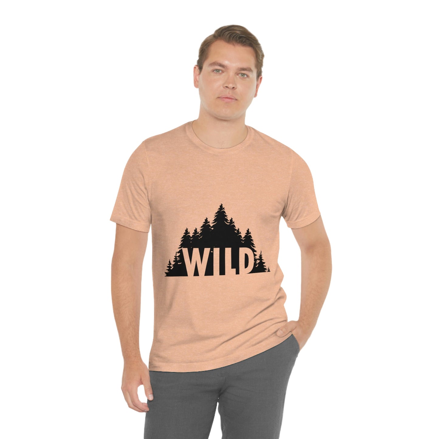 Wild Forest Silhouette Vacation Landscape Explore Unisex Jersey Short Sleeve T-Shirt Ichaku [Perfect Gifts Selection]