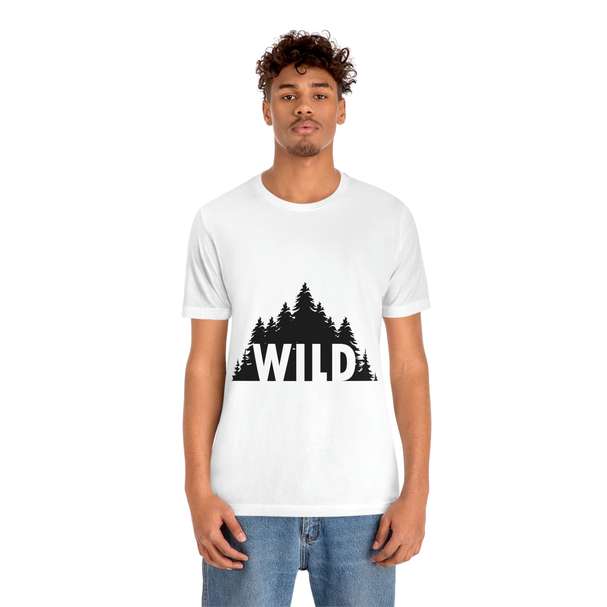 Wild Forest Silhouette Vacation Landscape Explore Unisex Jersey Short Sleeve T-Shirt Ichaku [Perfect Gifts Selection]