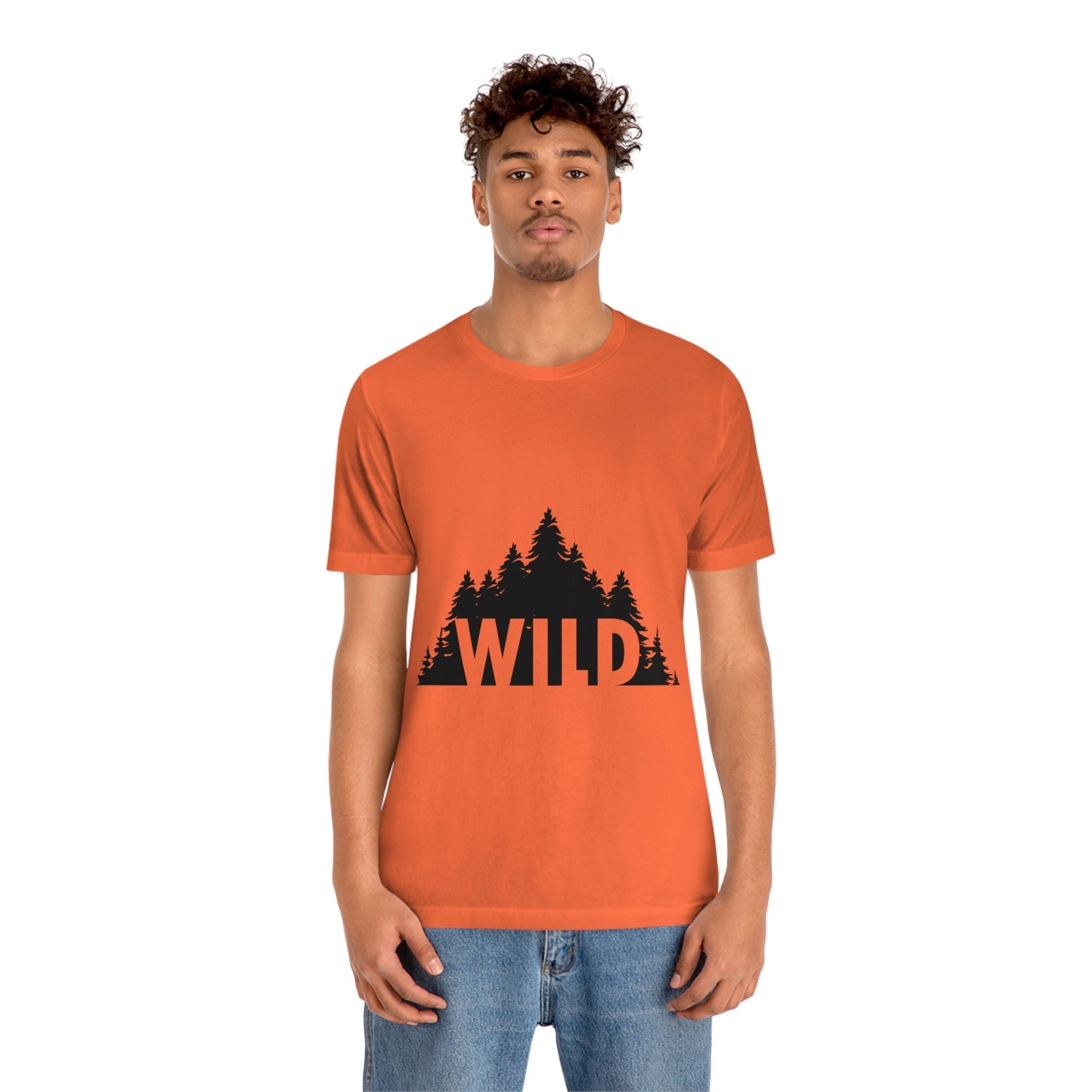 Wild Forest Silhouette Vacation Landscape Explore Unisex Jersey Short Sleeve T-Shirt Ichaku [Perfect Gifts Selection]