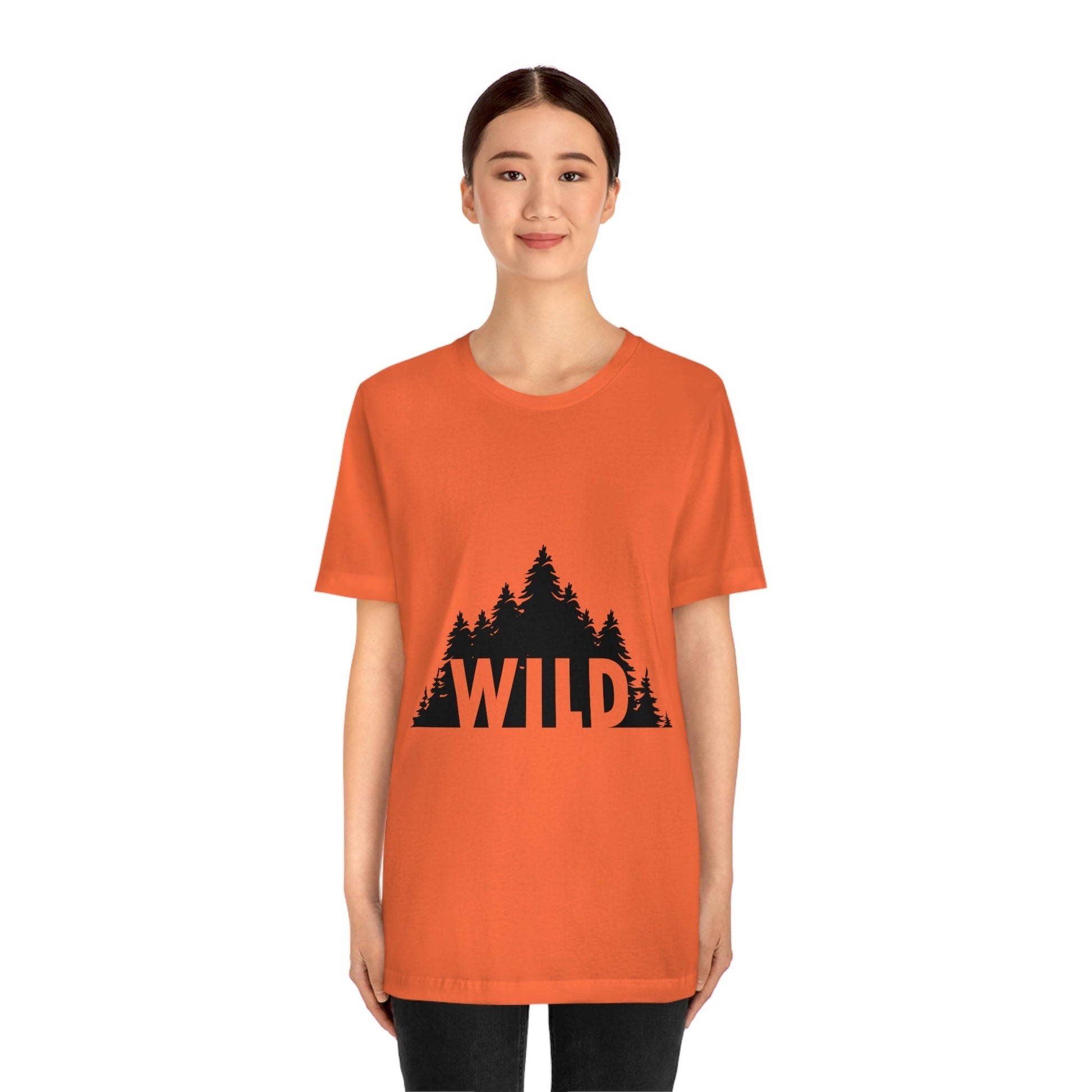 Wild Forest Silhouette Vacation Landscape Explore Unisex Jersey Short Sleeve T-Shirt Ichaku [Perfect Gifts Selection]