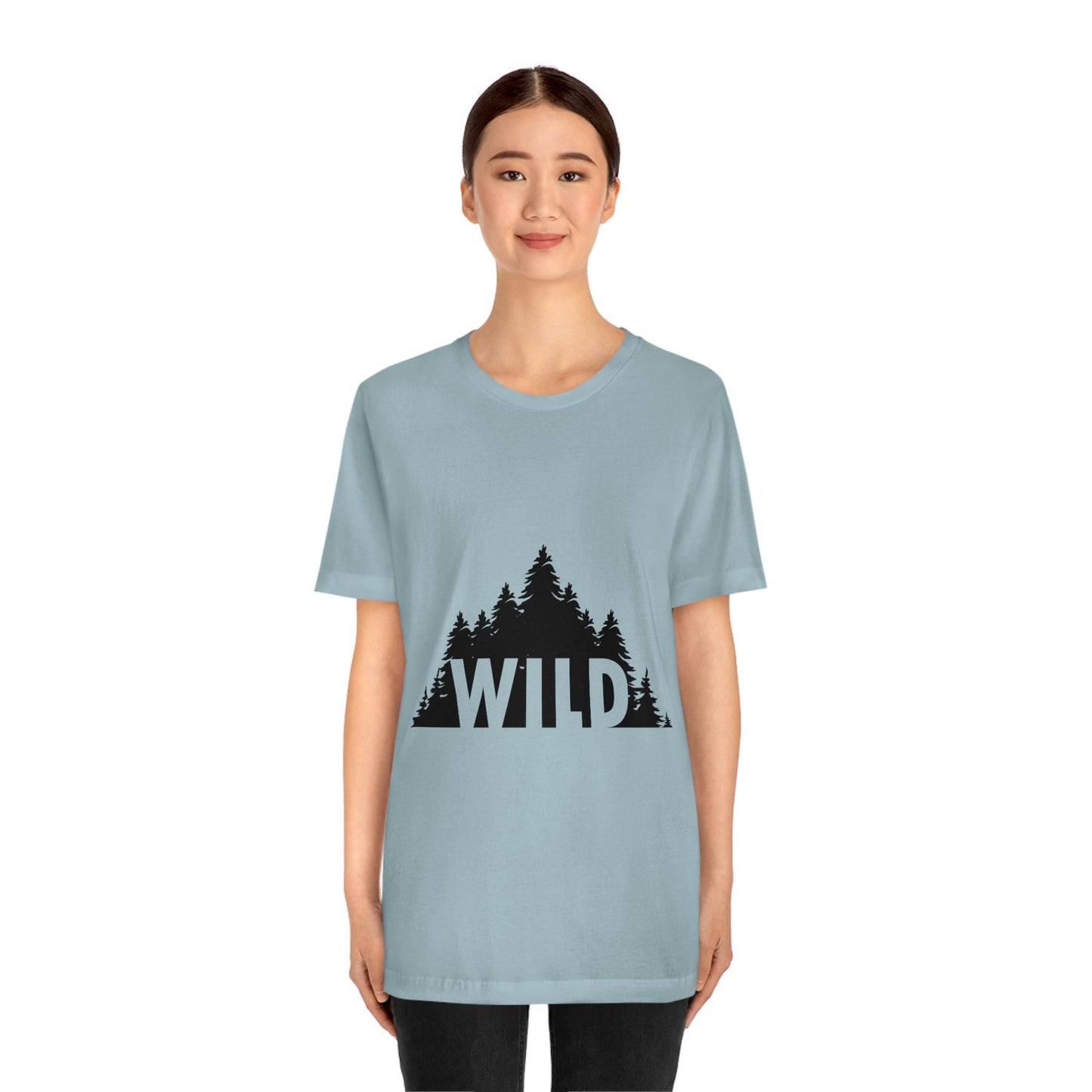 Wild Forest Silhouette Vacation Landscape Explore Unisex Jersey Short Sleeve T-Shirt Ichaku [Perfect Gifts Selection]