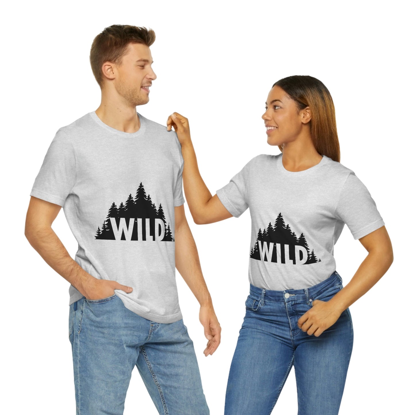 Wild Forest Silhouette Vacation Landscape Explore Unisex Jersey Short Sleeve T-Shirt Ichaku [Perfect Gifts Selection]