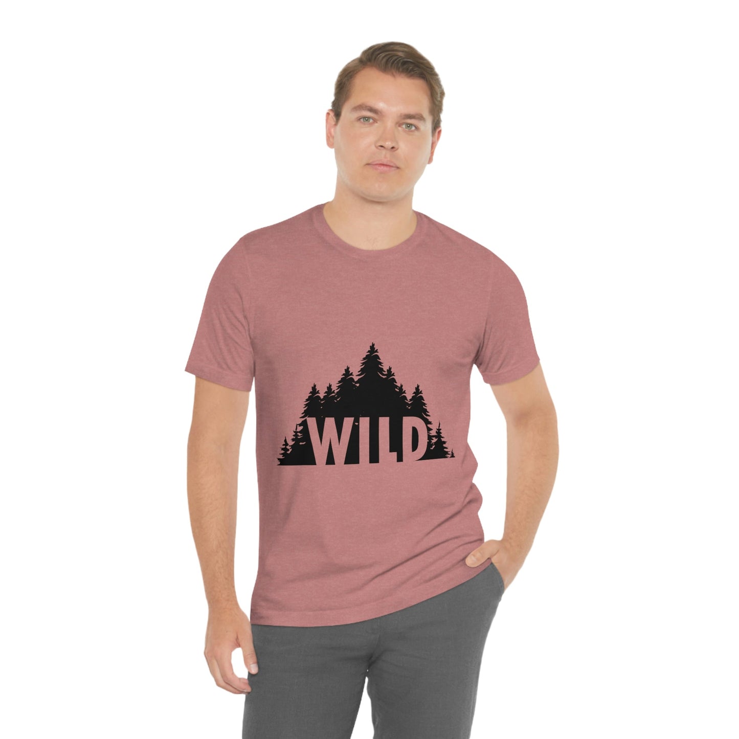 Wild Forest Silhouette Vacation Landscape Explore Unisex Jersey Short Sleeve T-Shirt Ichaku [Perfect Gifts Selection]