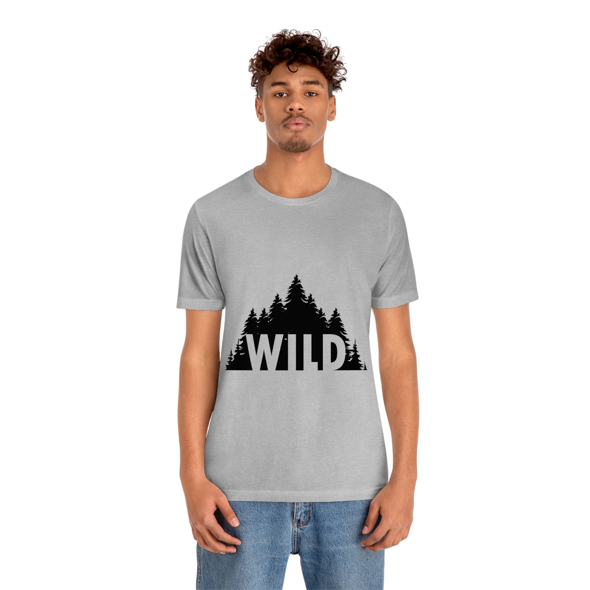 Wild Forest Silhouette Vacation Landscape Explore Unisex Jersey Short Sleeve T-Shirt Ichaku [Perfect Gifts Selection]