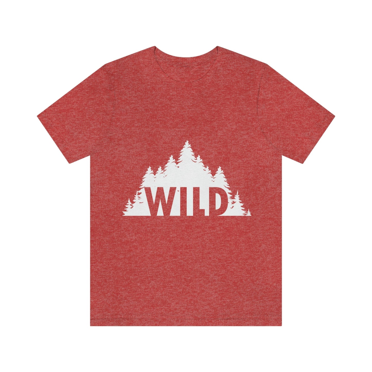 Wild Forest Silhouette Vacation Landscape Explore  White Text Unisex Jersey Short Sleeve T-Shirt Ichaku [Perfect Gifts Selection]