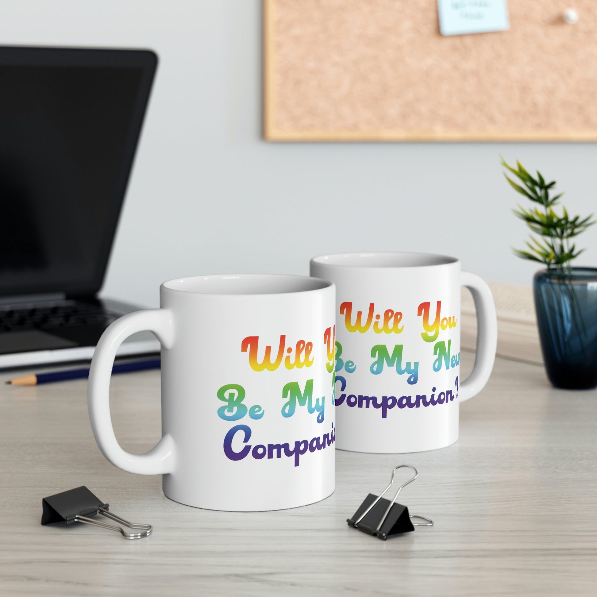 Will You Be My New Companion? LGBT Rainbow Romantic Ceramic Mug 11oz Ichaku [Perfect Gifts Selection]