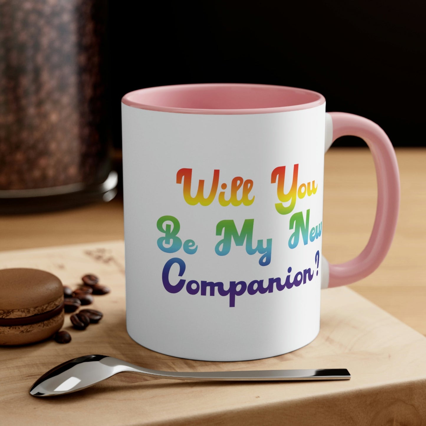 Will You Be My New Companion? LGBT Rainbow Romantic Classic Accent Coffee Mug 11oz Ichaku [Perfect Gifts Selection]