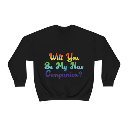 Will You Be My New Companion? LGBT Rainbow Unisex Heavy Blend™ Crewneck Sweatshirt Ichaku [Perfect Gifts Selection]