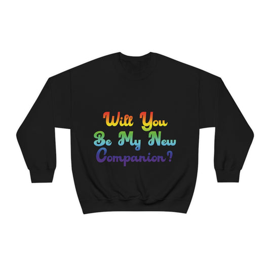 Will You Be My New Companion? LGBT Rainbow Unisex Heavy Blend™ Crewneck Sweatshirt Ichaku [Perfect Gifts Selection]