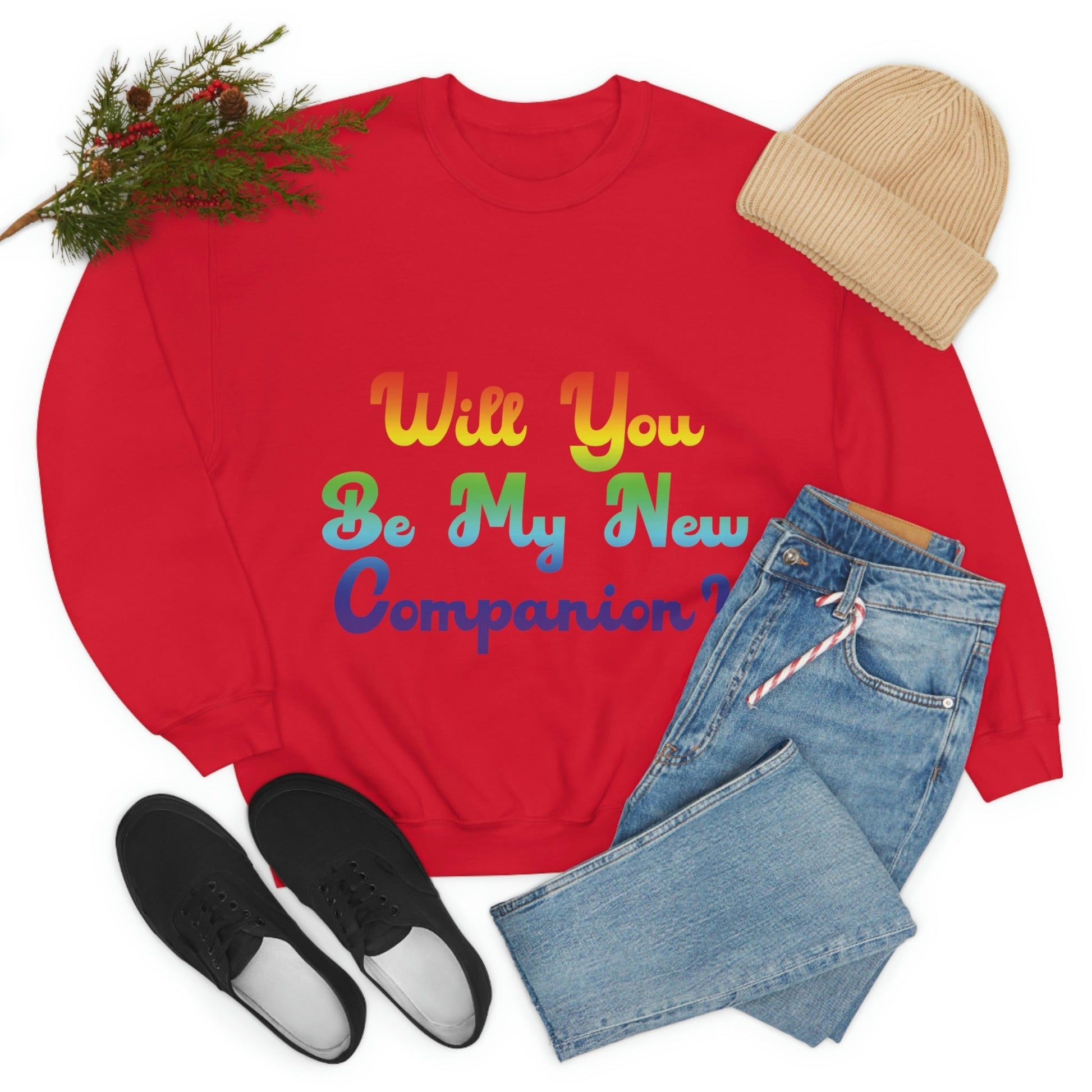 Will You Be My New Companion? LGBT Rainbow Unisex Heavy Blend™ Crewneck Sweatshirt Ichaku [Perfect Gifts Selection]