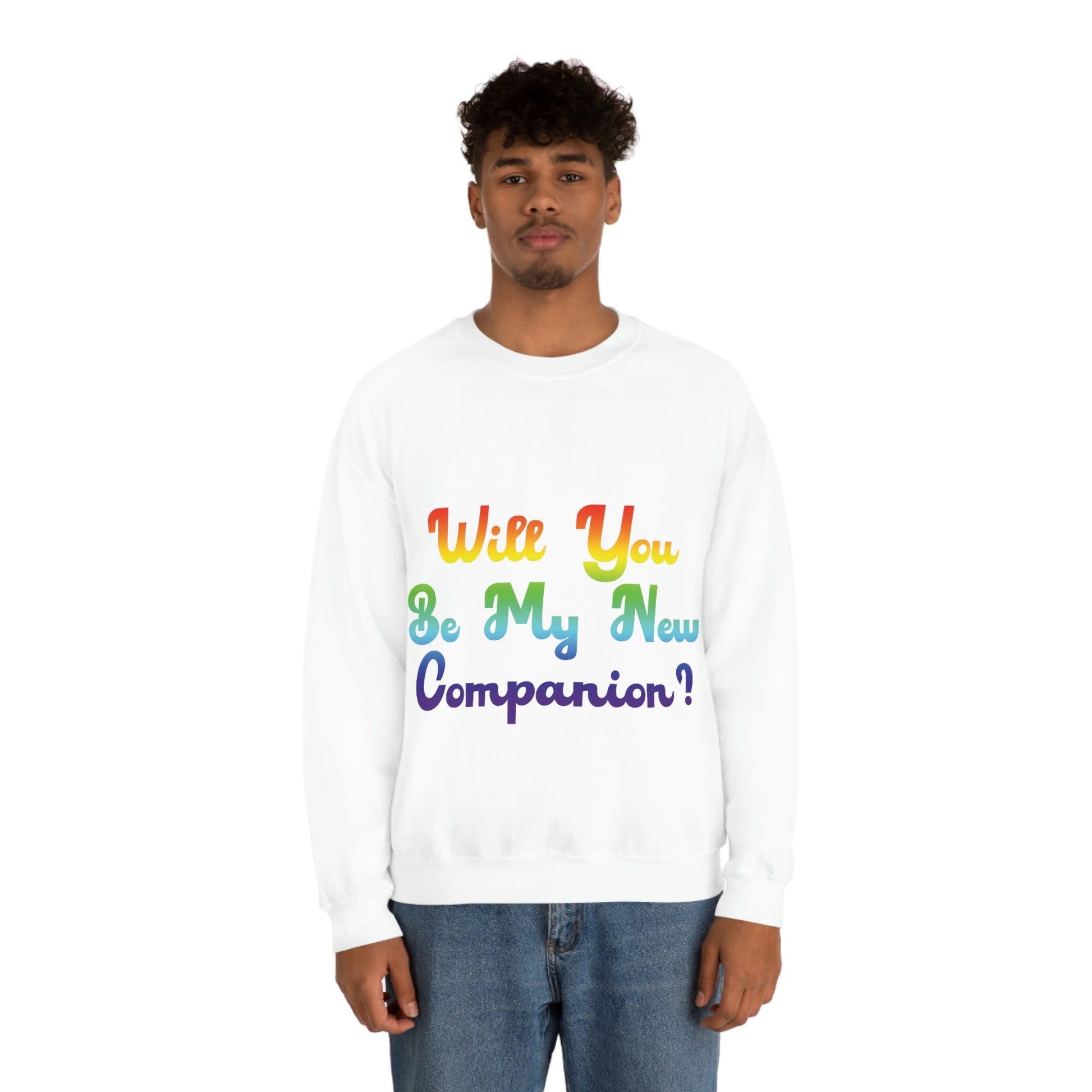 Will You Be My New Companion? LGBT Rainbow Unisex Heavy Blend™ Crewneck Sweatshirt Ichaku [Perfect Gifts Selection]