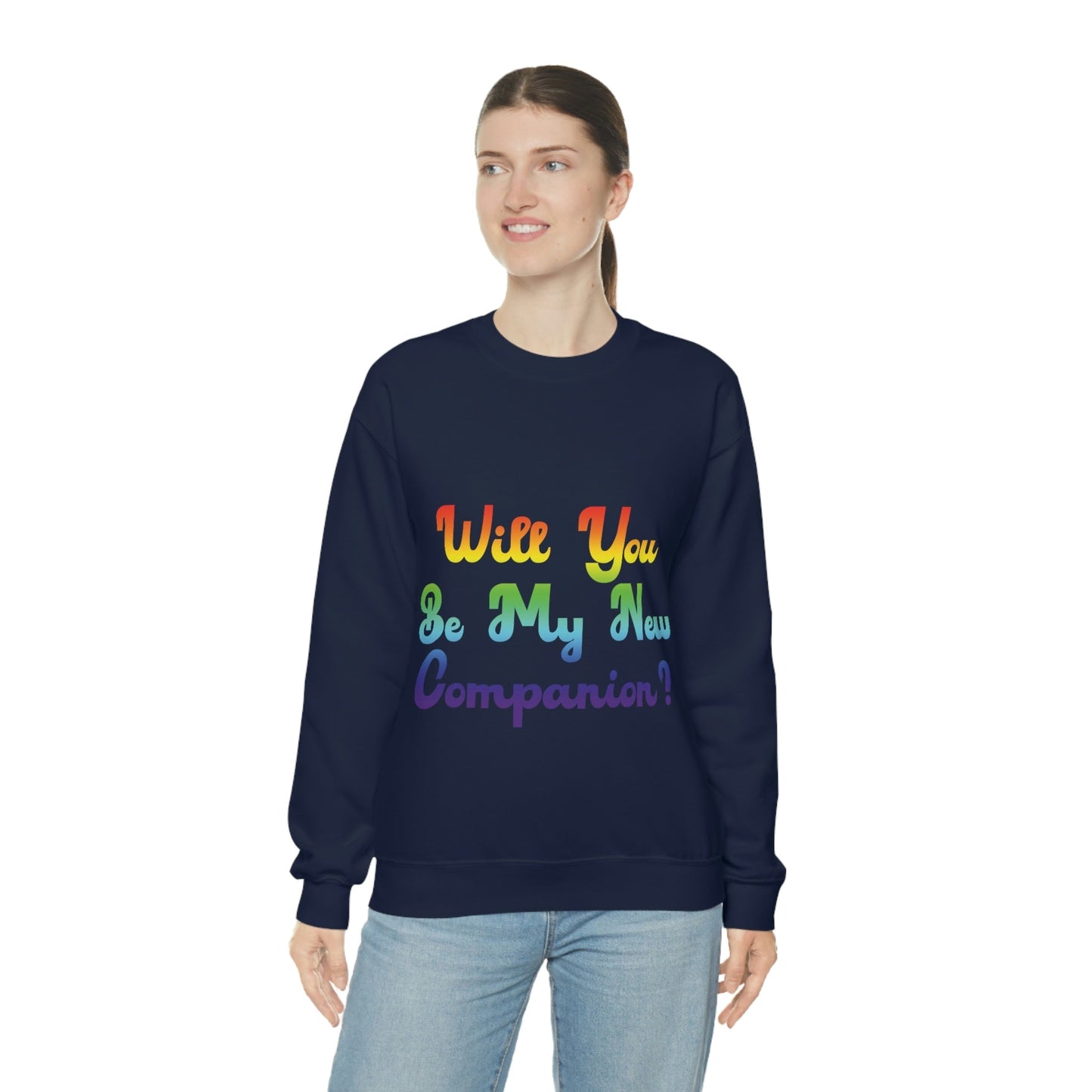 Will You Be My New Companion? LGBT Rainbow Unisex Heavy Blend™ Crewneck Sweatshirt Ichaku [Perfect Gifts Selection]