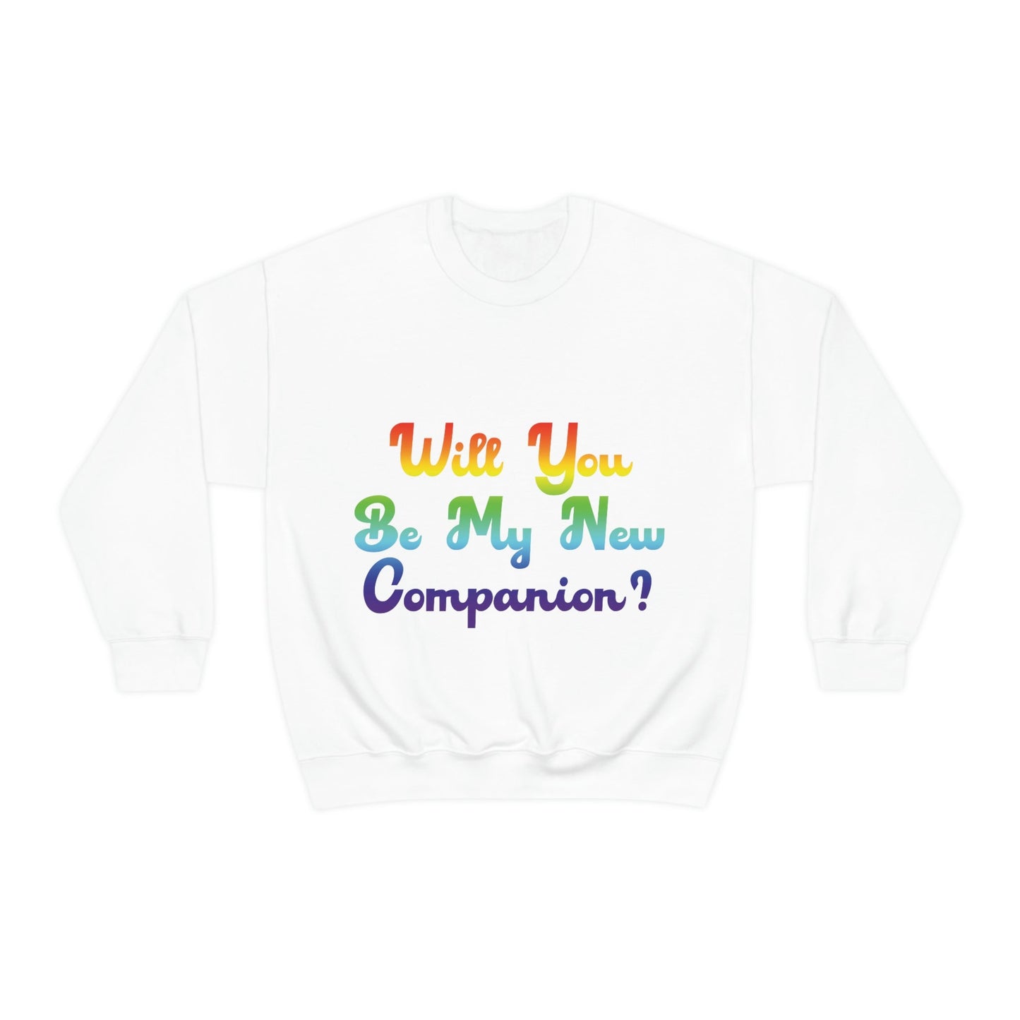 Will You Be My New Companion? LGBT Rainbow Unisex Heavy Blend™ Crewneck Sweatshirt Ichaku [Perfect Gifts Selection]