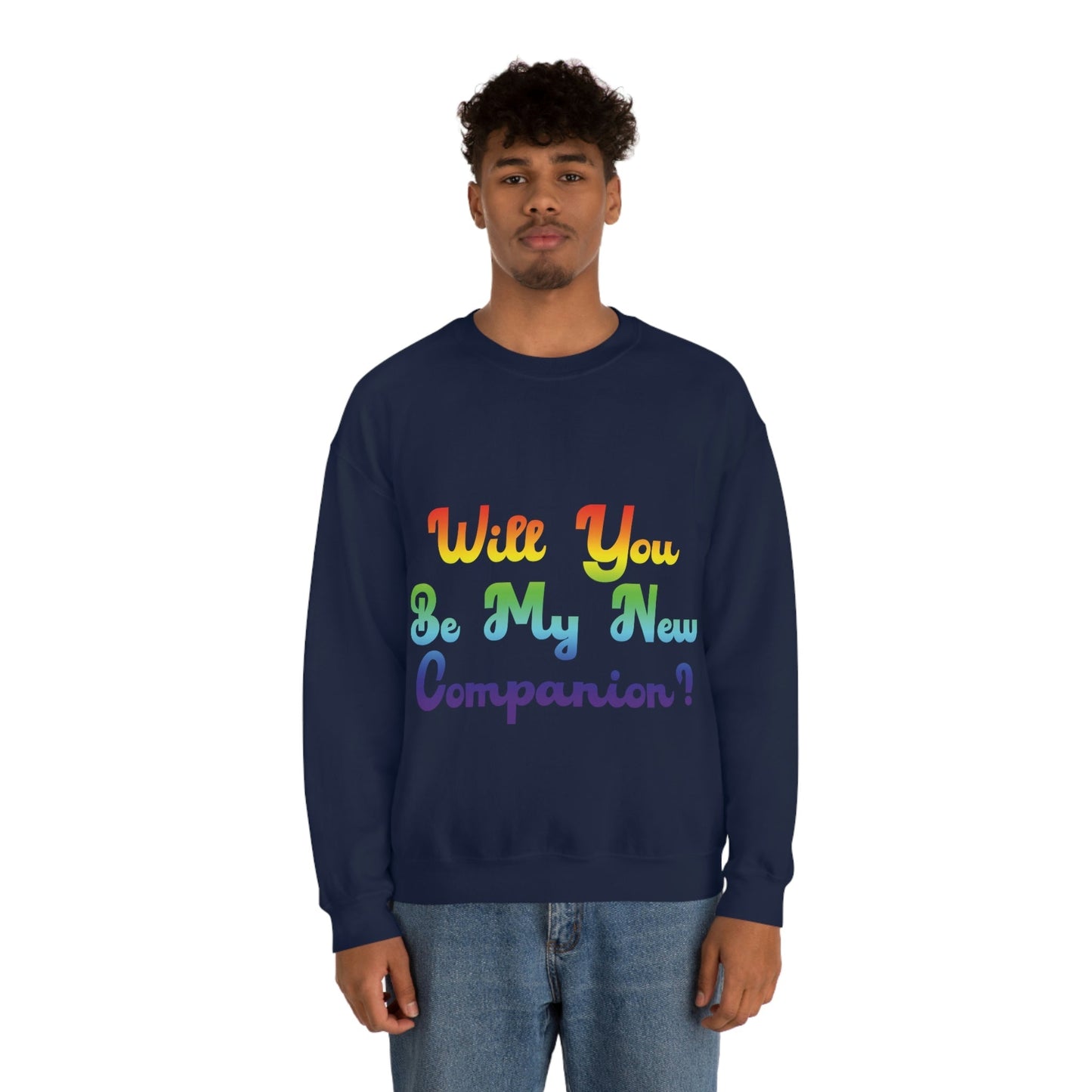 Will You Be My New Companion? LGBT Rainbow Unisex Heavy Blend™ Crewneck Sweatshirt Ichaku [Perfect Gifts Selection]