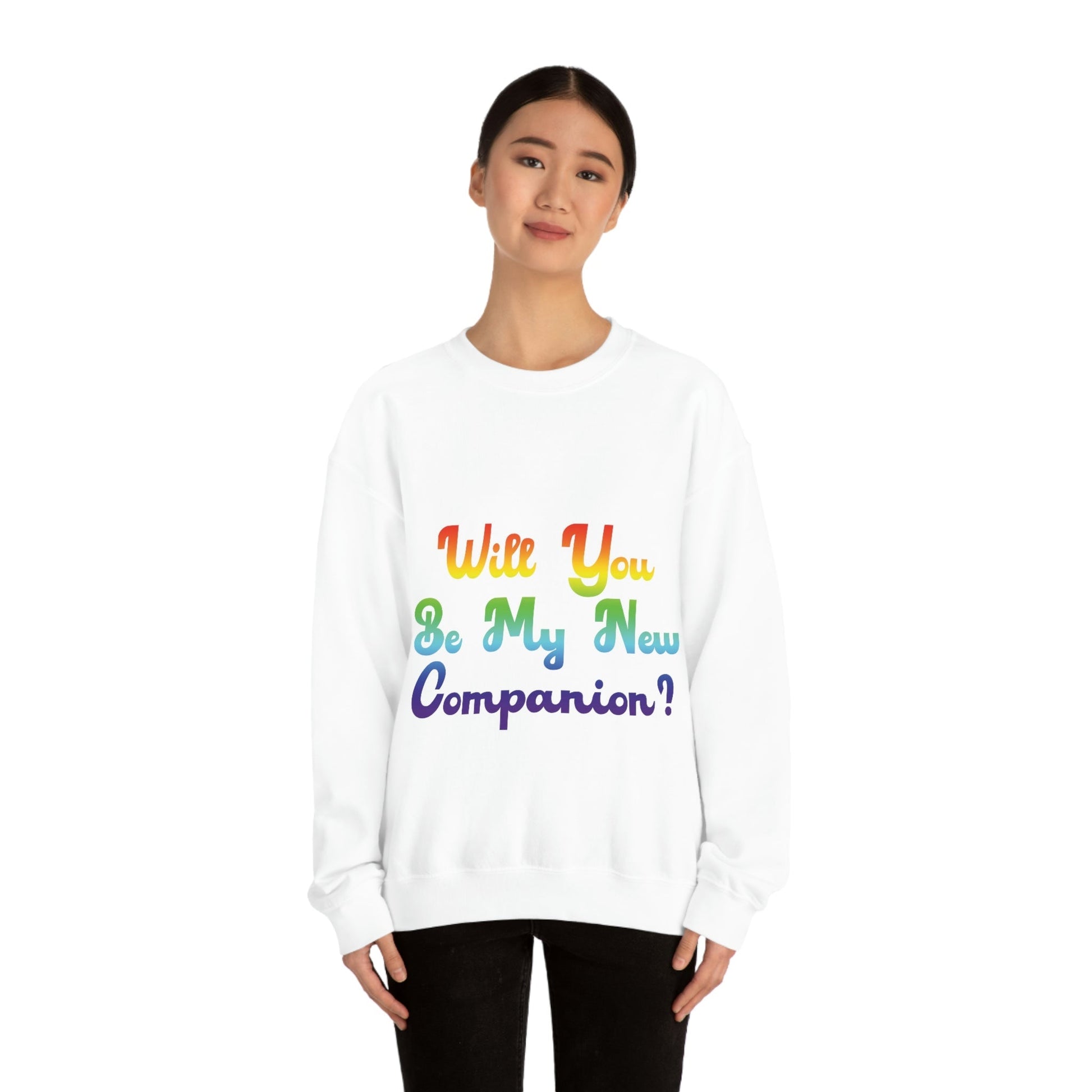 Will You Be My New Companion? LGBT Rainbow Unisex Heavy Blend™ Crewneck Sweatshirt Ichaku [Perfect Gifts Selection]