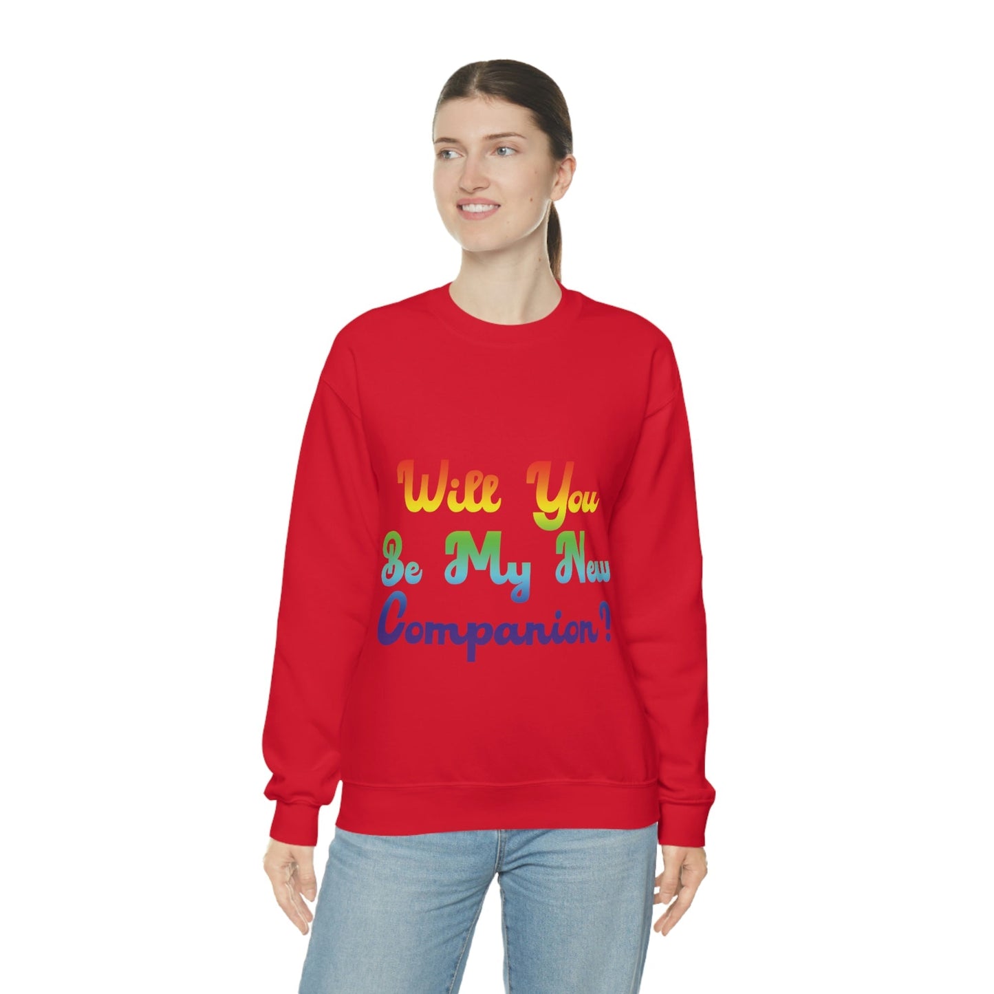 Will You Be My New Companion? LGBT Rainbow Unisex Heavy Blend™ Crewneck Sweatshirt Ichaku [Perfect Gifts Selection]