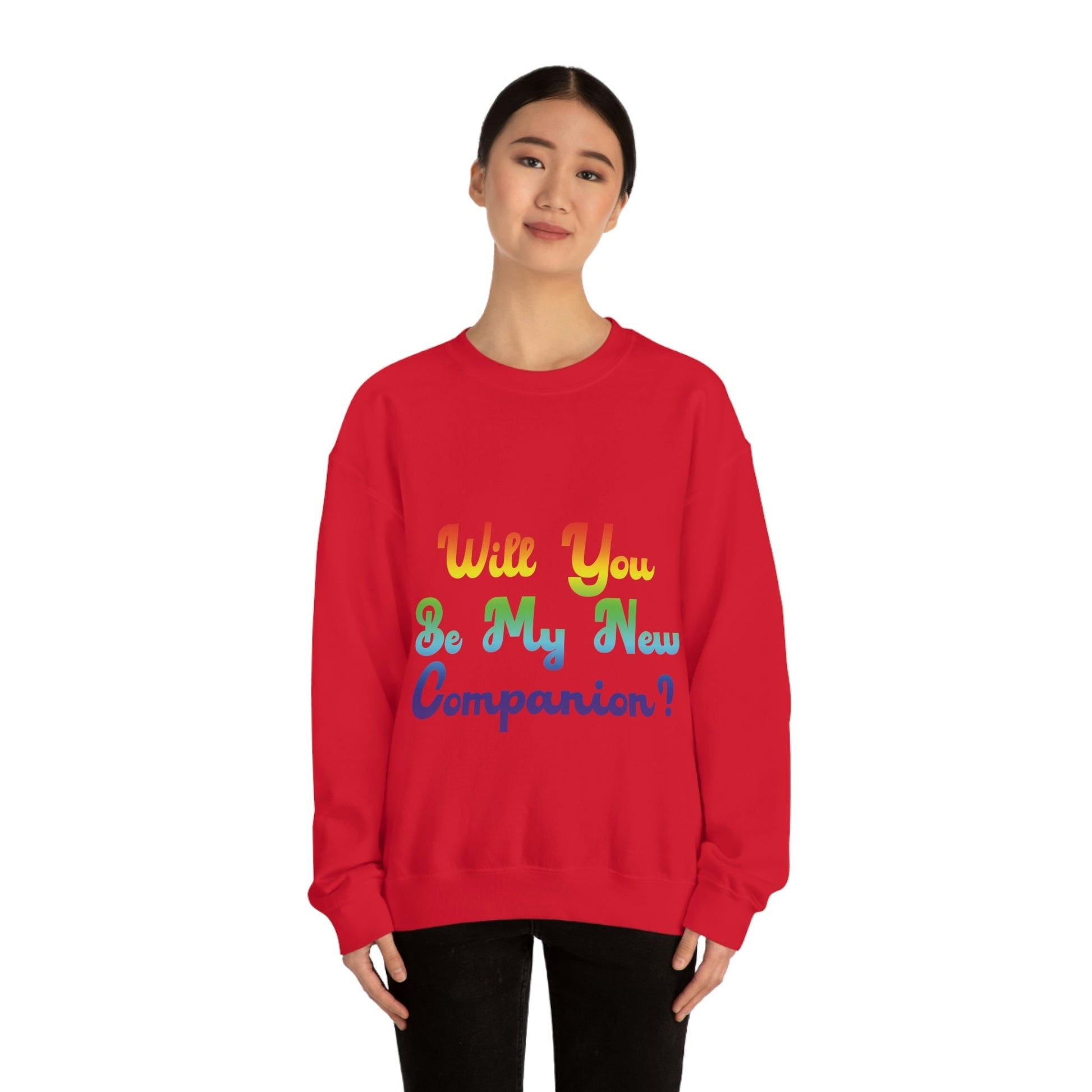 Will You Be My New Companion? LGBT Rainbow Unisex Heavy Blend™ Crewneck Sweatshirt Ichaku [Perfect Gifts Selection]